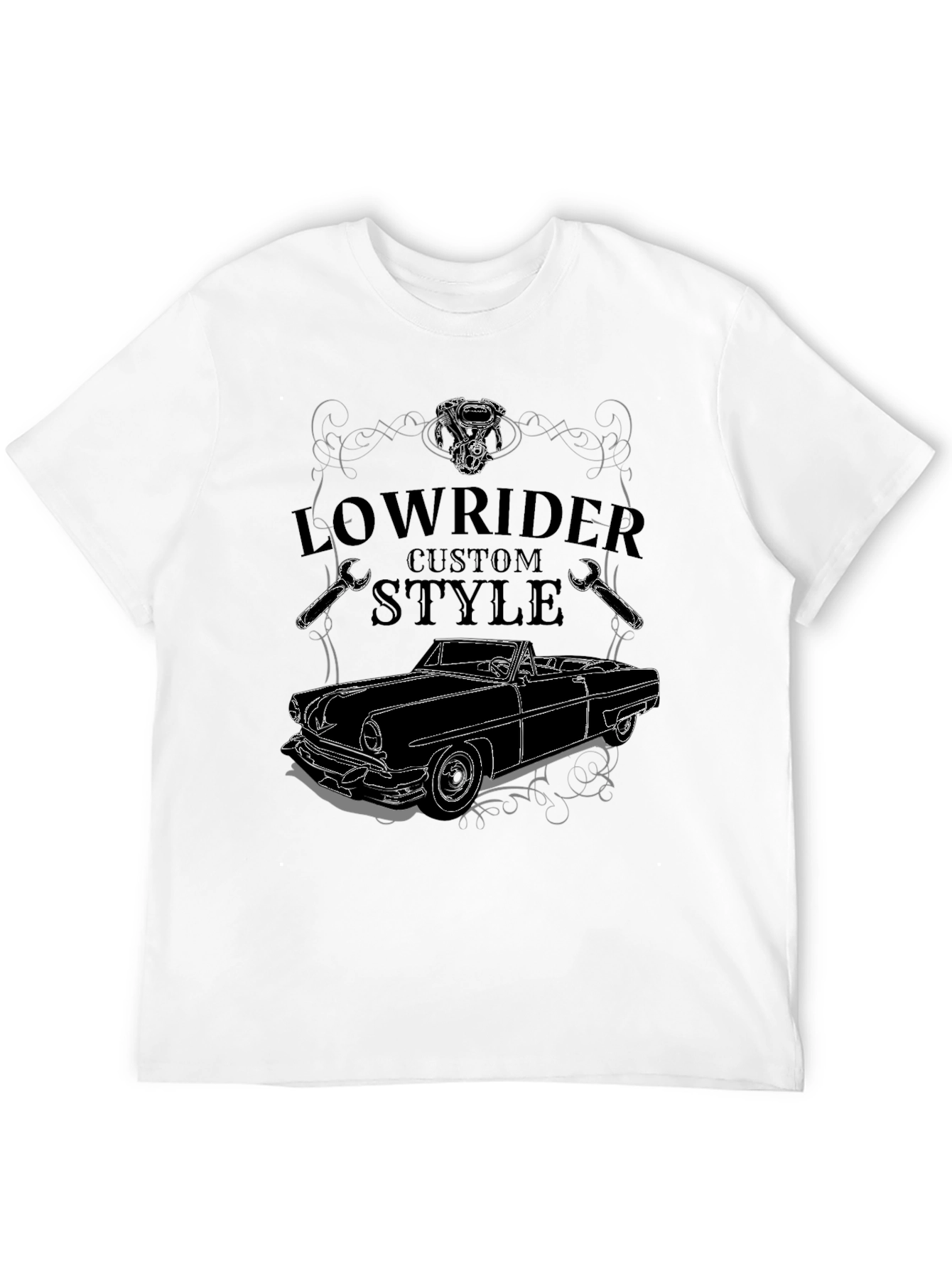 Black Lowrider Custom Style T-Shirt - Car Design view 12