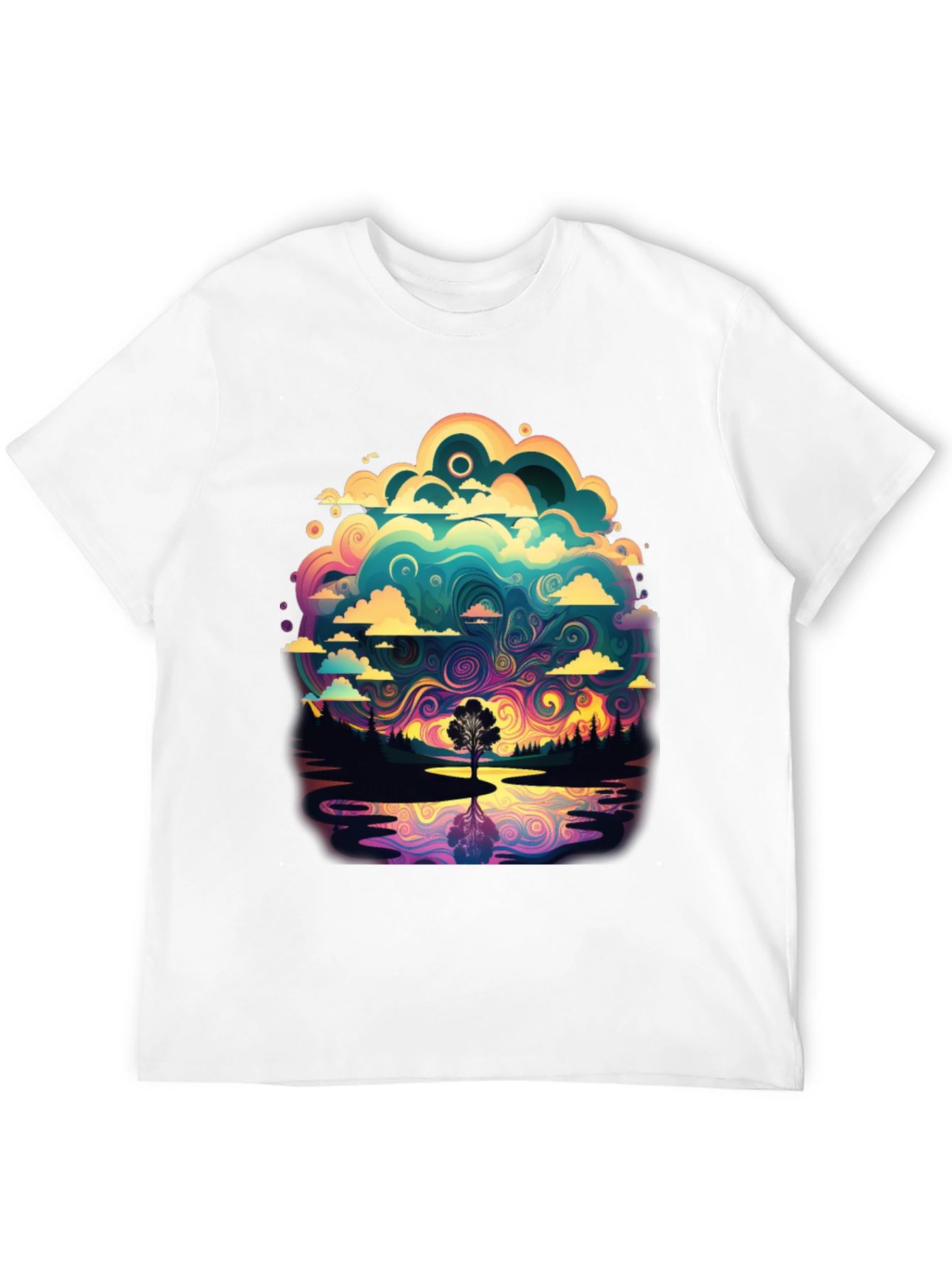 Black Vivid Psychedelic Nature T-Shirt view 12