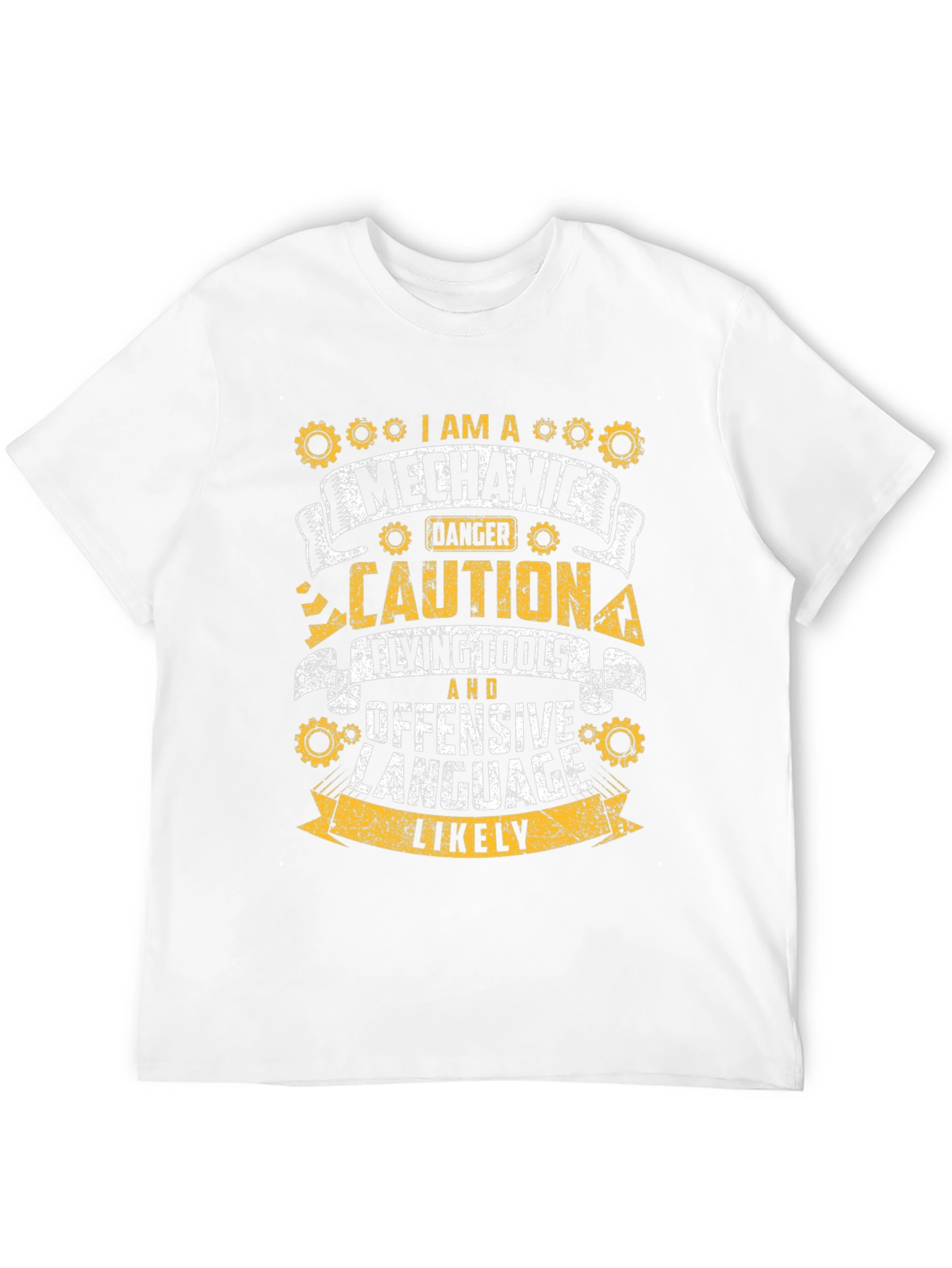 Black Mechanic Danger Caution Flying Tools T-Shirt view 12