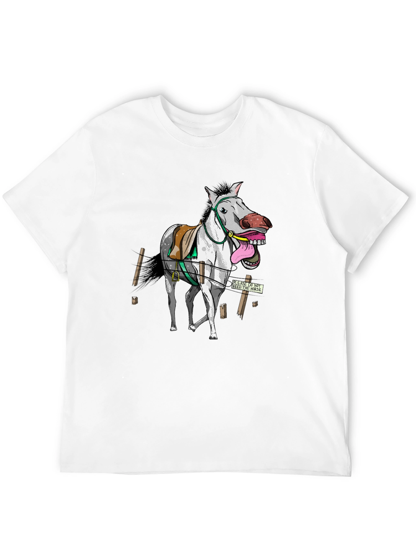 Black Funny Horse Graphic Tee - Black Cotton T-Shirt view 12