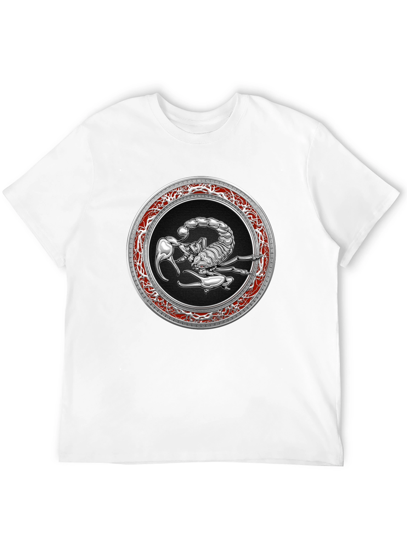 Black Scorpion Graphic Tee - Bold Silver Zodiac Design view 12