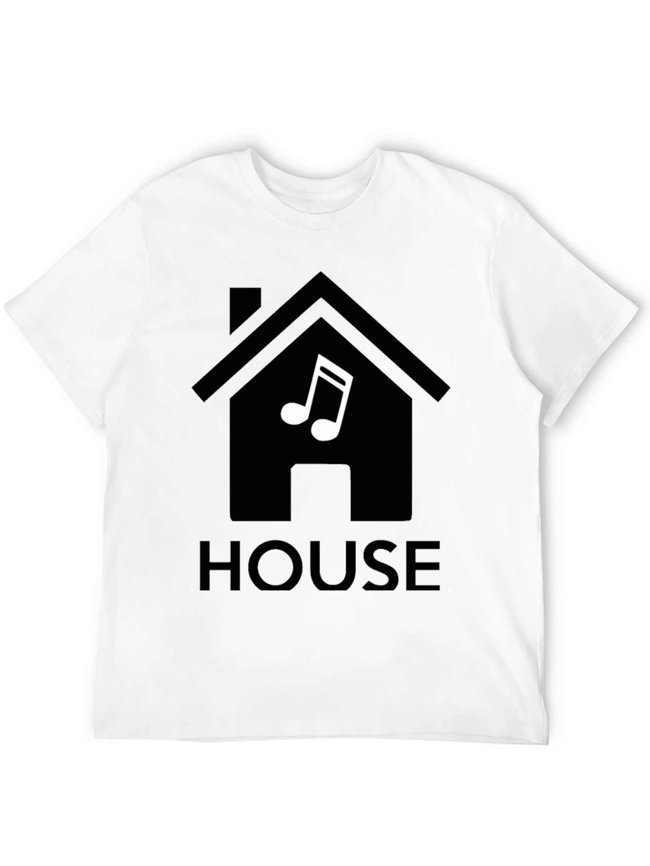 Black House Music T-Shirt, Black, Minimalist Design view 12