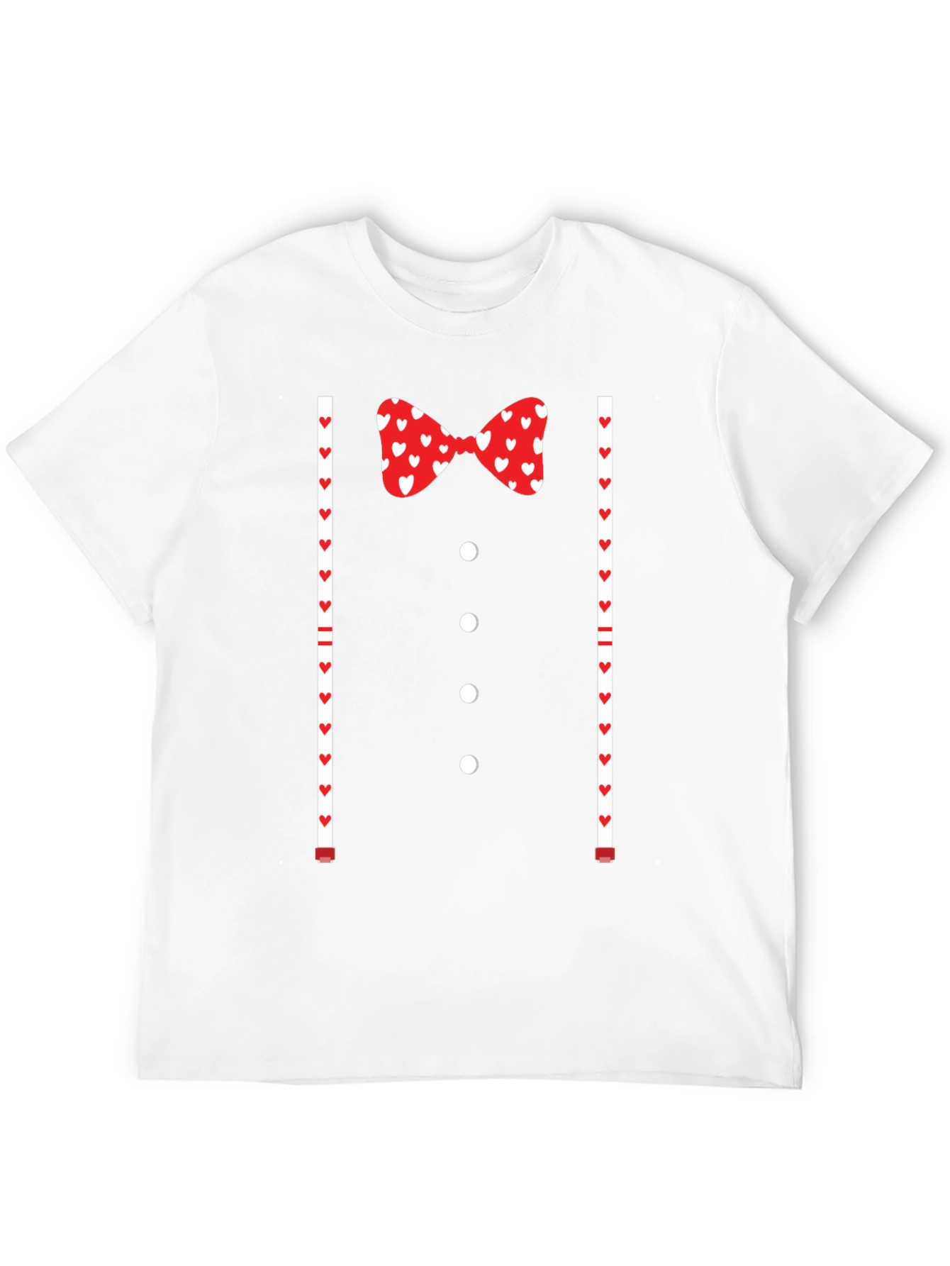 Valentine's Tuxedo Bowtie Heart Print T-Shirt - 12