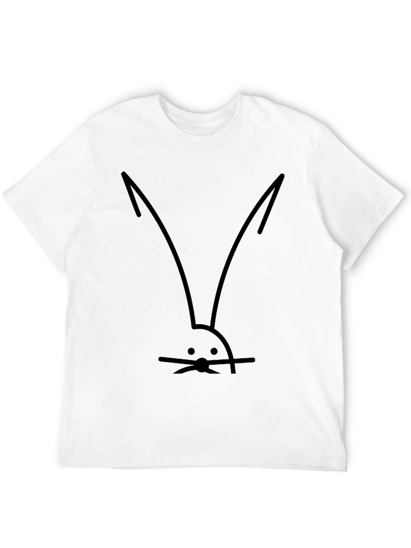 Black Minimalist Rabbit Tee - Black Cotton Blend Casual Shirt view 12