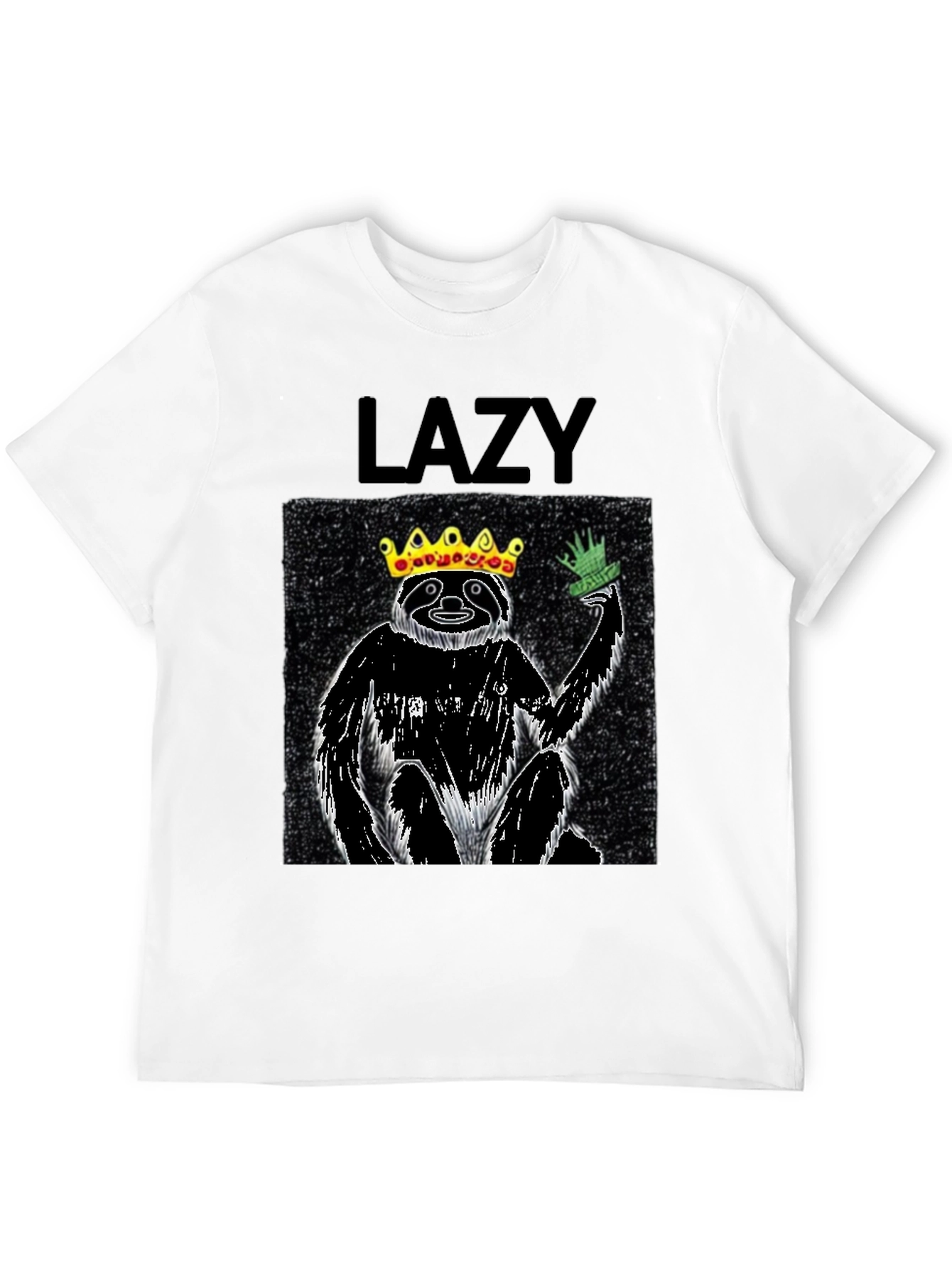 Black Lazy King Sloth Graphic Tee - Black Cotton T-Shirt view 12