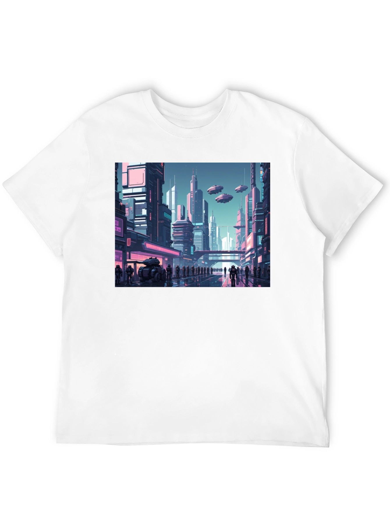 Black Sci-Fi Cityscape Graphic Tee view 12