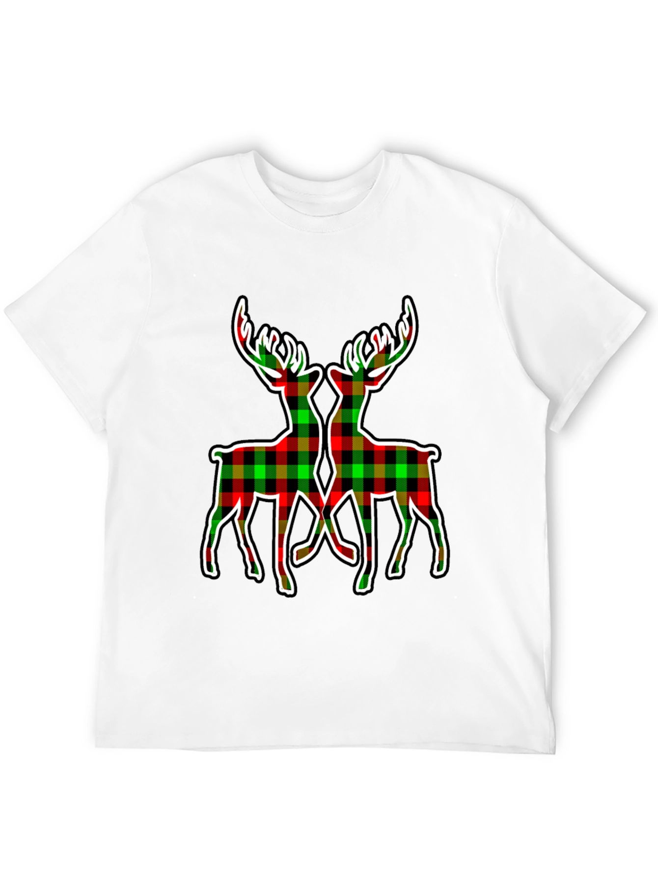 Black Plaid Deer Graphic Tee - Holiday Style view 12