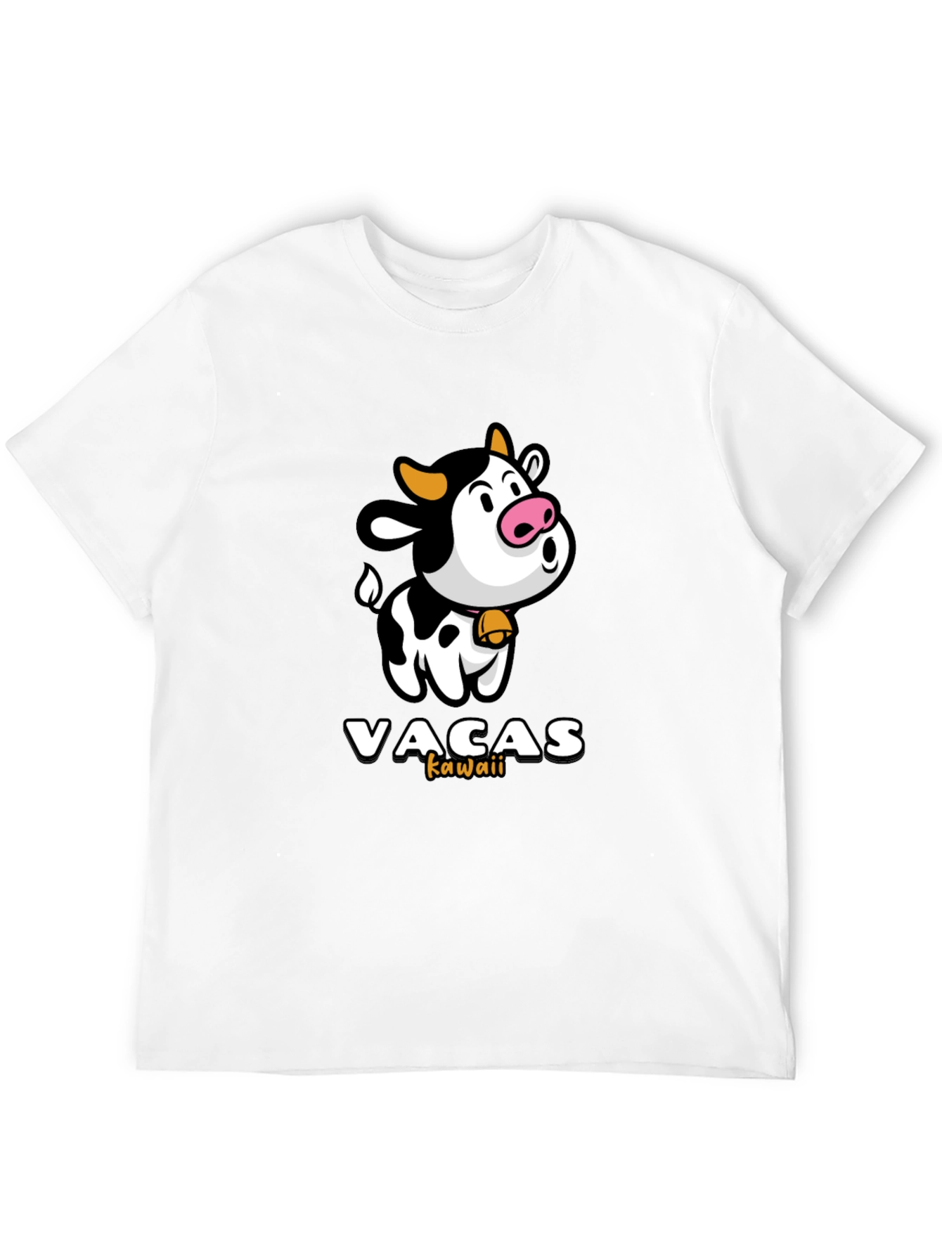 Black Kawaii Cow T-Shirt - Cute Animal Graphic Tee view 12