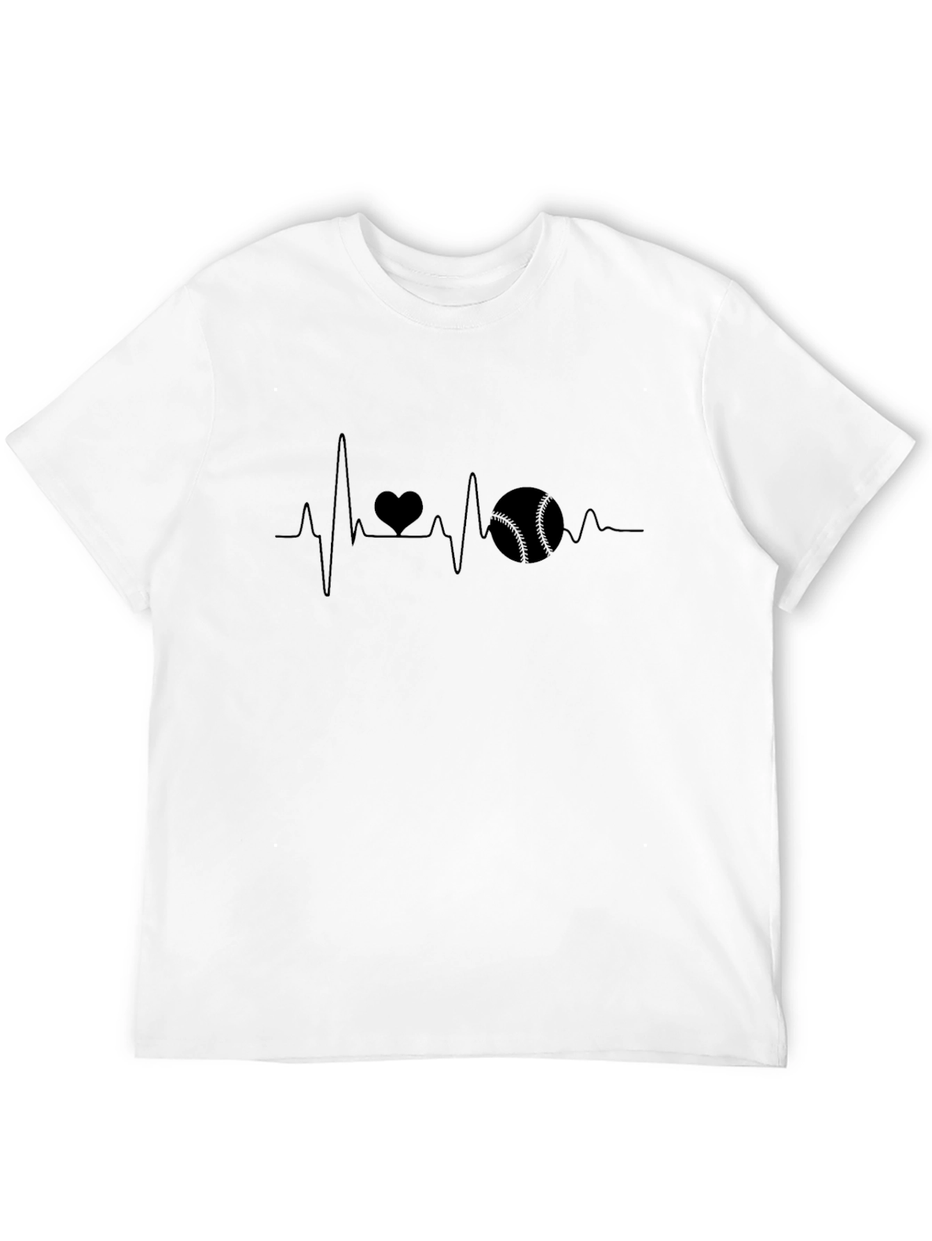Black Baseball Heartbeat T-Shirt - Love of the Game view 12