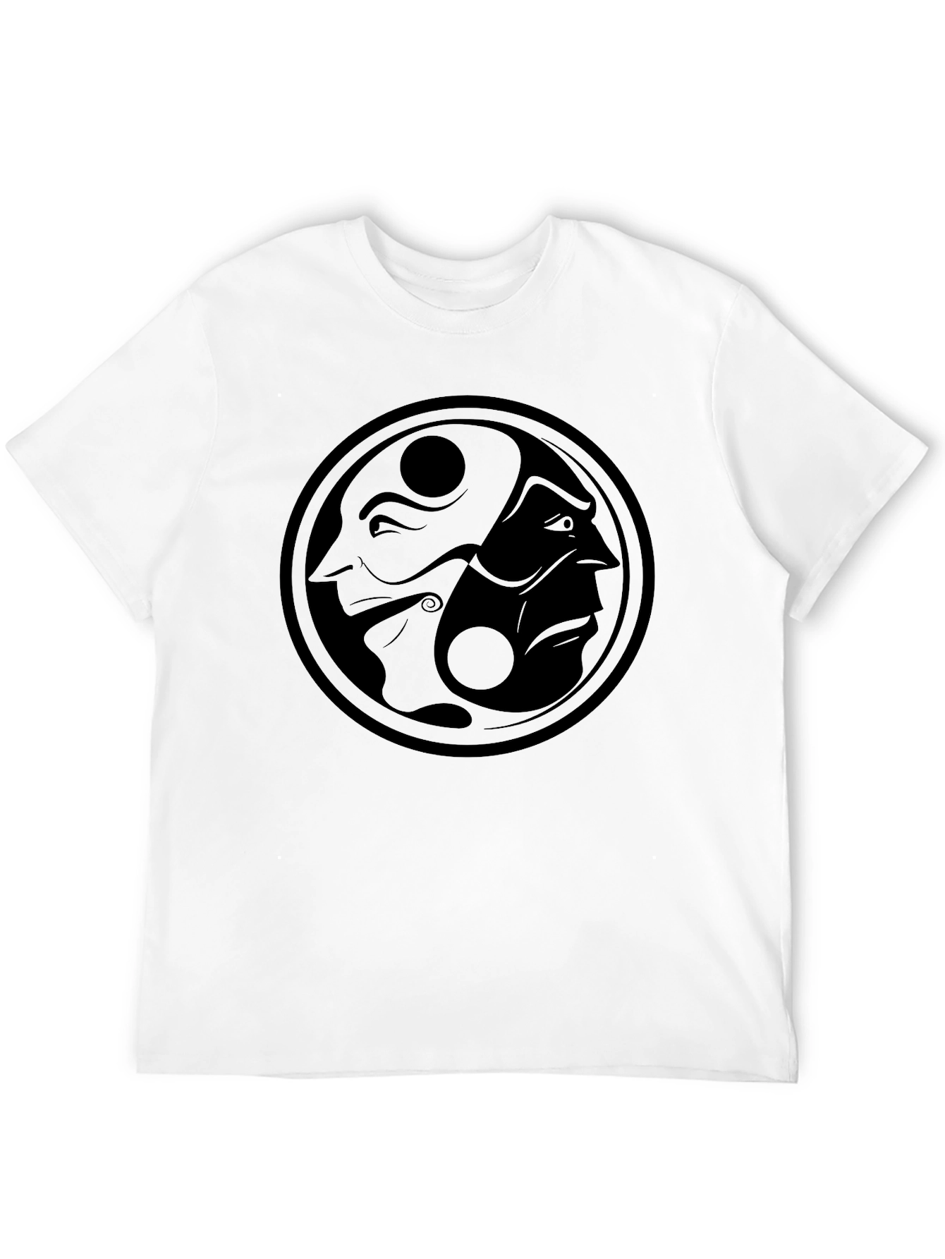Black Yin Yang Faces Graphic T-Shirt - Mens Black Tee view 12