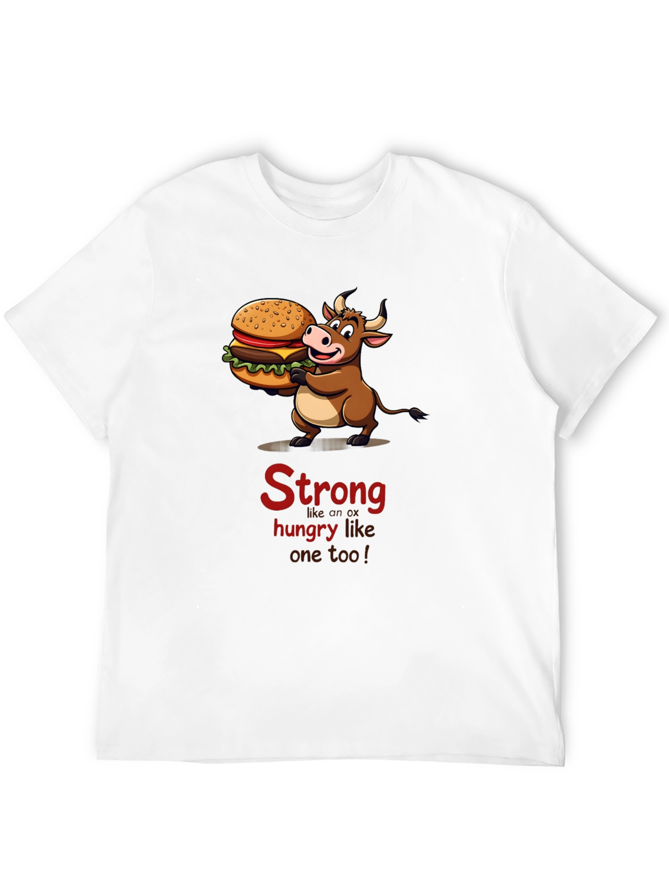 Black Strong Hungry Bull Burger T-Shirt view 12