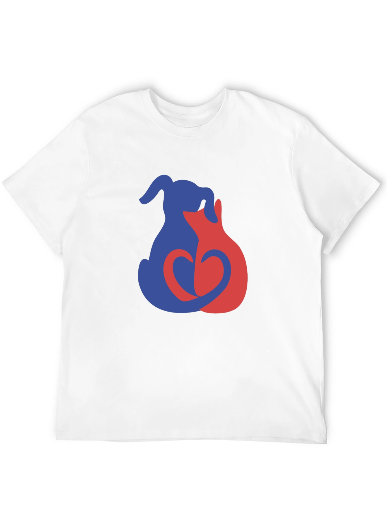 Black Dog & Cat Love T-Shirt - Unisex Black Tee view 12