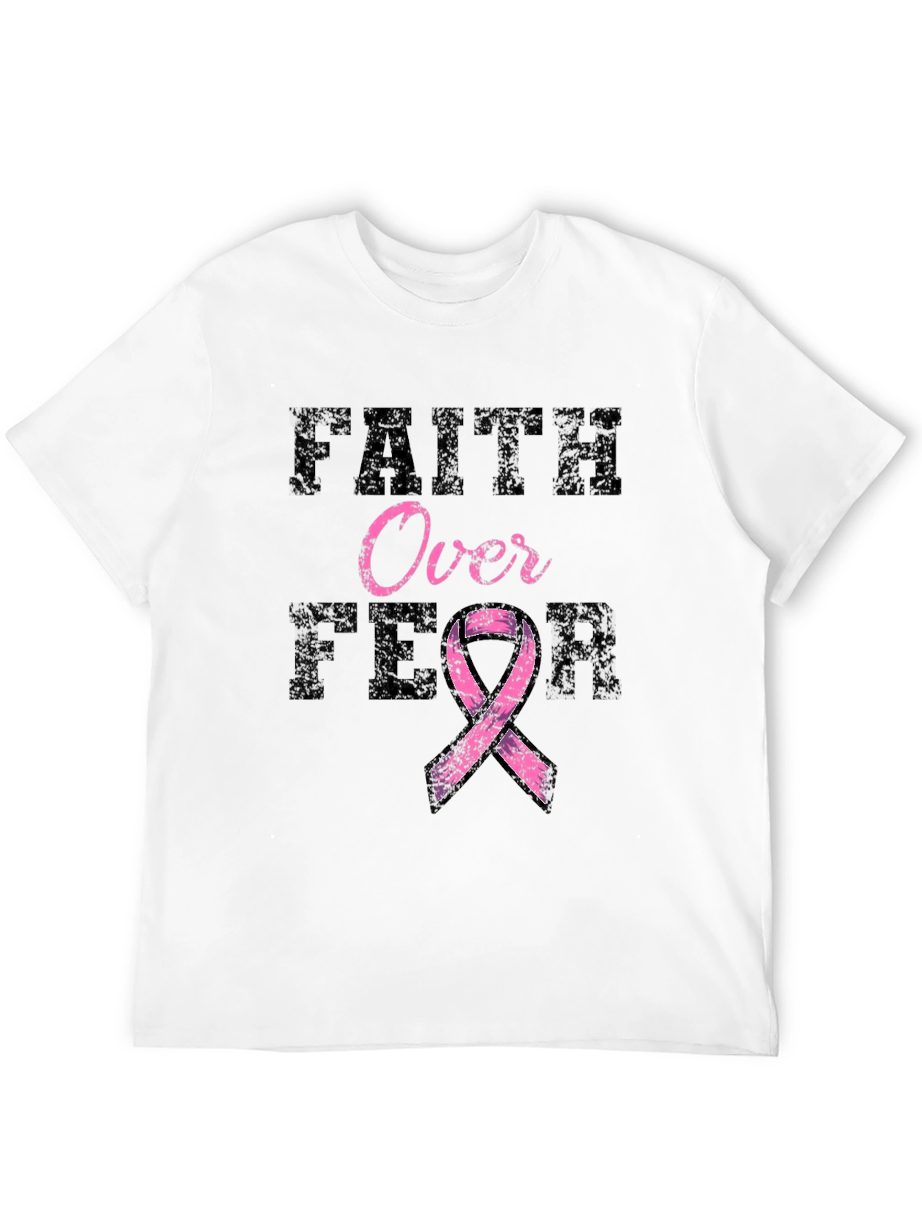 Black Faith Over Fear Breast Cancer Awareness T-Shirt view 12