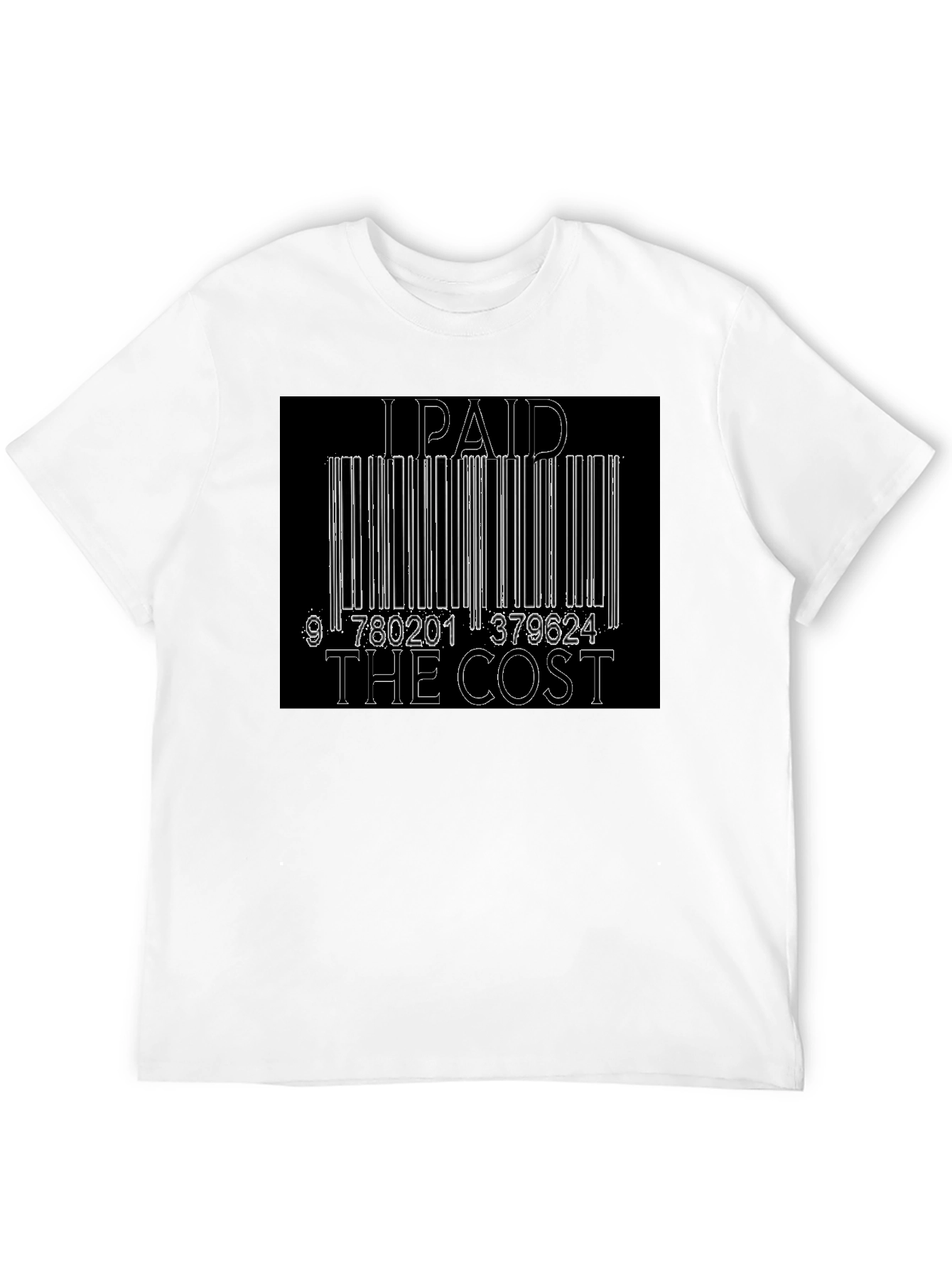 Black I Paid The Cost Barcode Graphic Black T-Shirt view 12