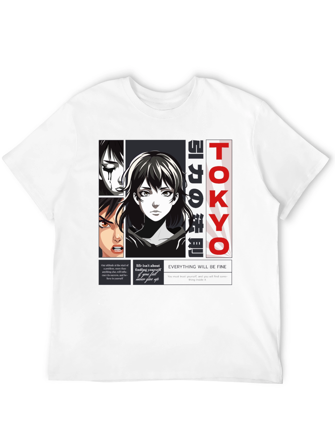 Black Anime Graphic Print T-Shirt - Tokyo Style view 12