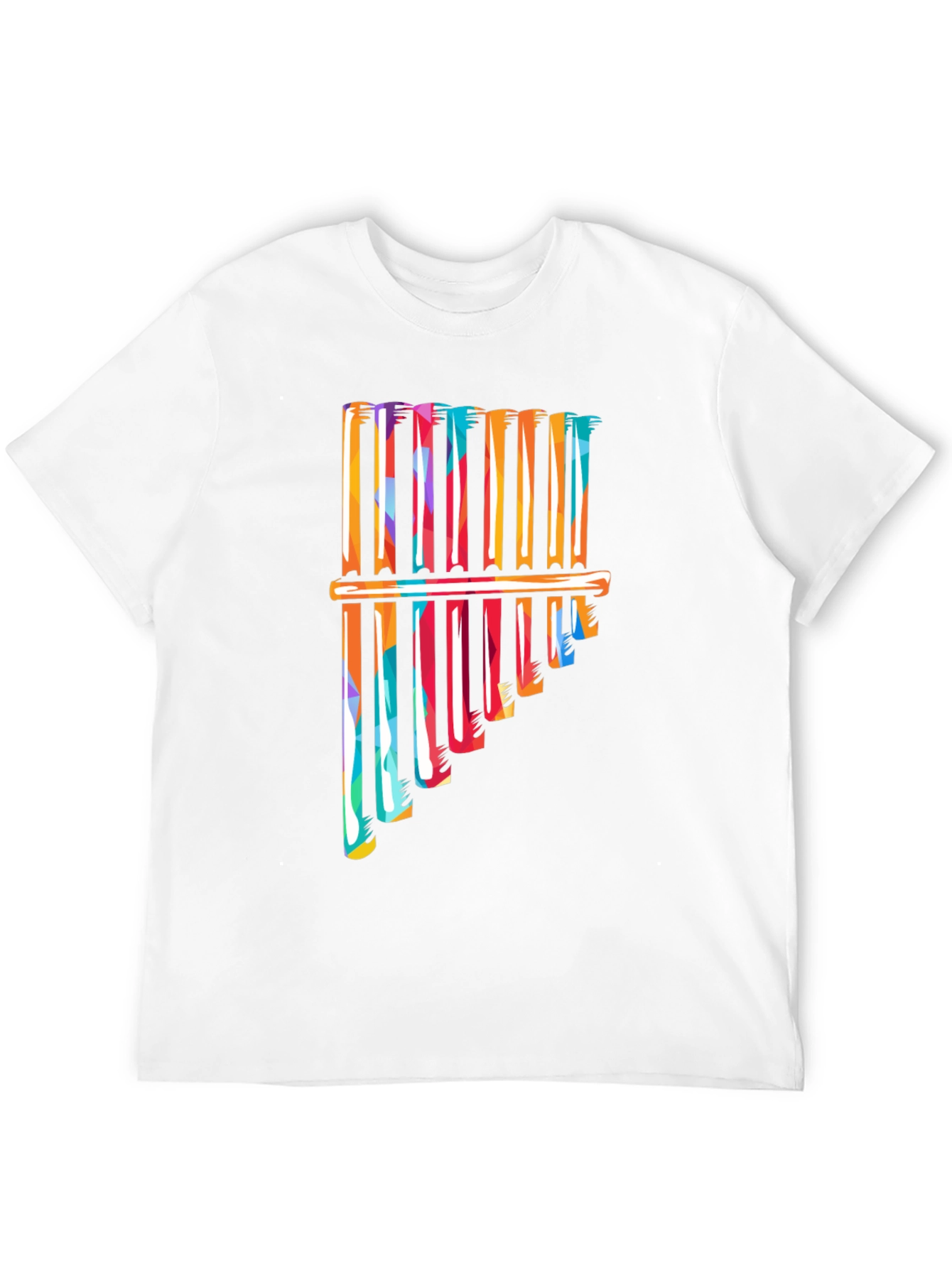 Black Colorful Pan Flute Graphic T-Shirt view 12