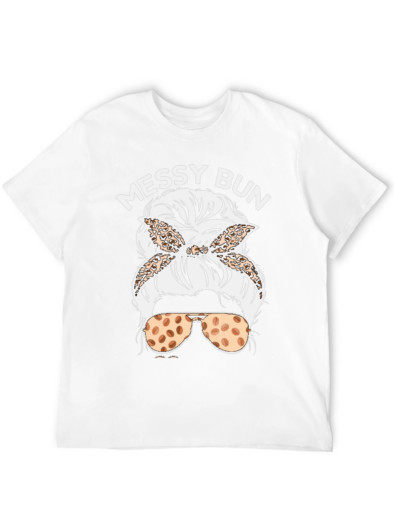 Black Messy Bun Coffee Bean Sunglasses T-Shirt view 12