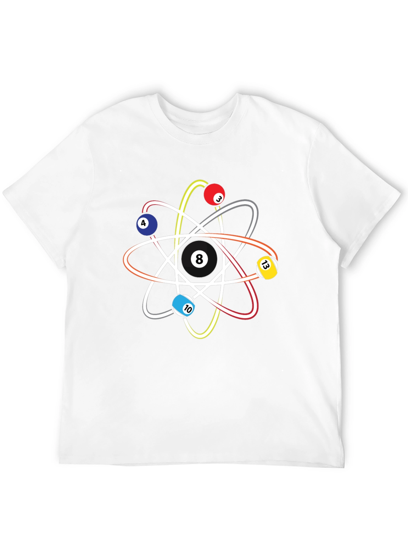 Black Pool Ball Atom T-Shirt - Physics & Billiards Style view 12
