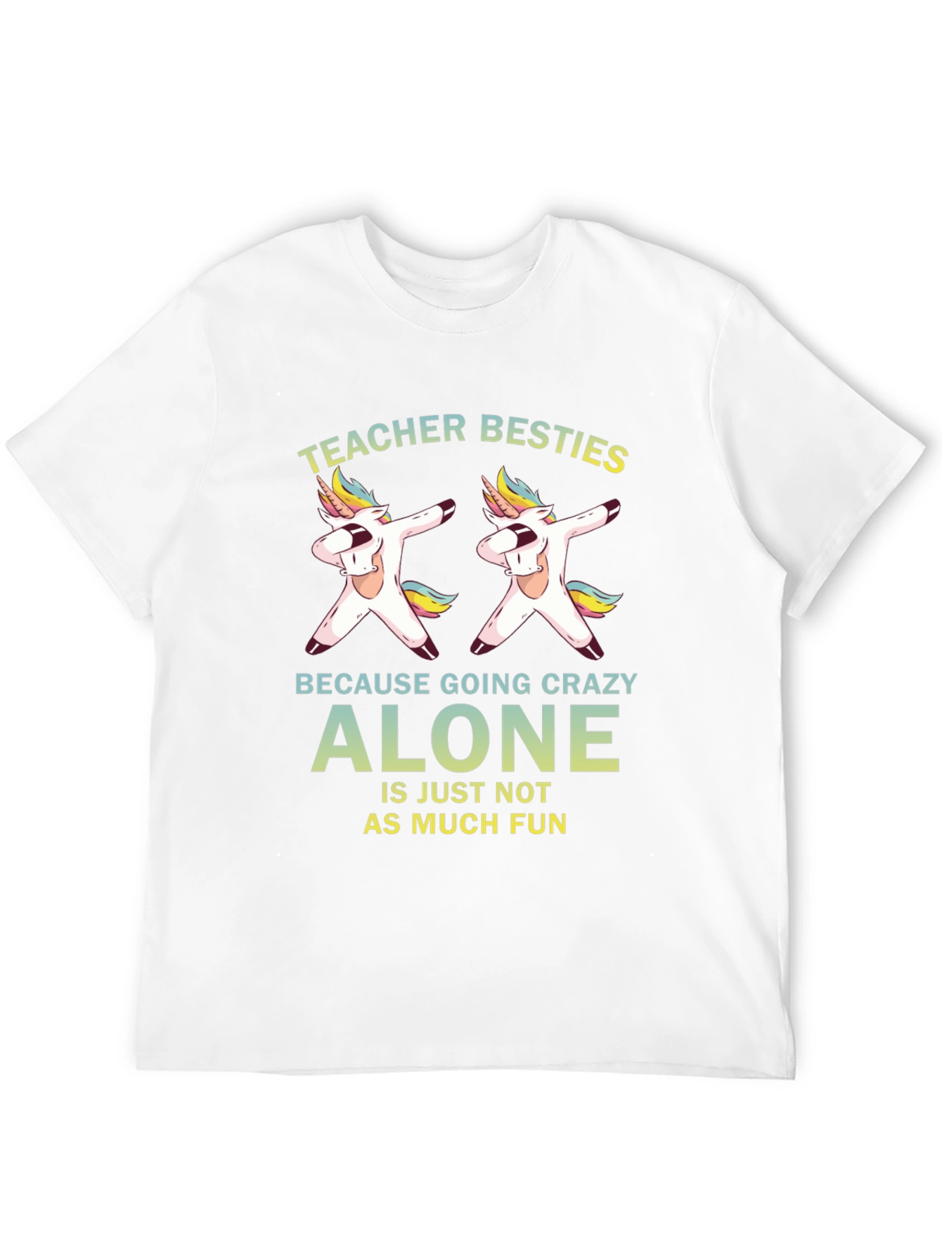 Teacher Besties Unicorn Dabbing Black T-Shirt - 12