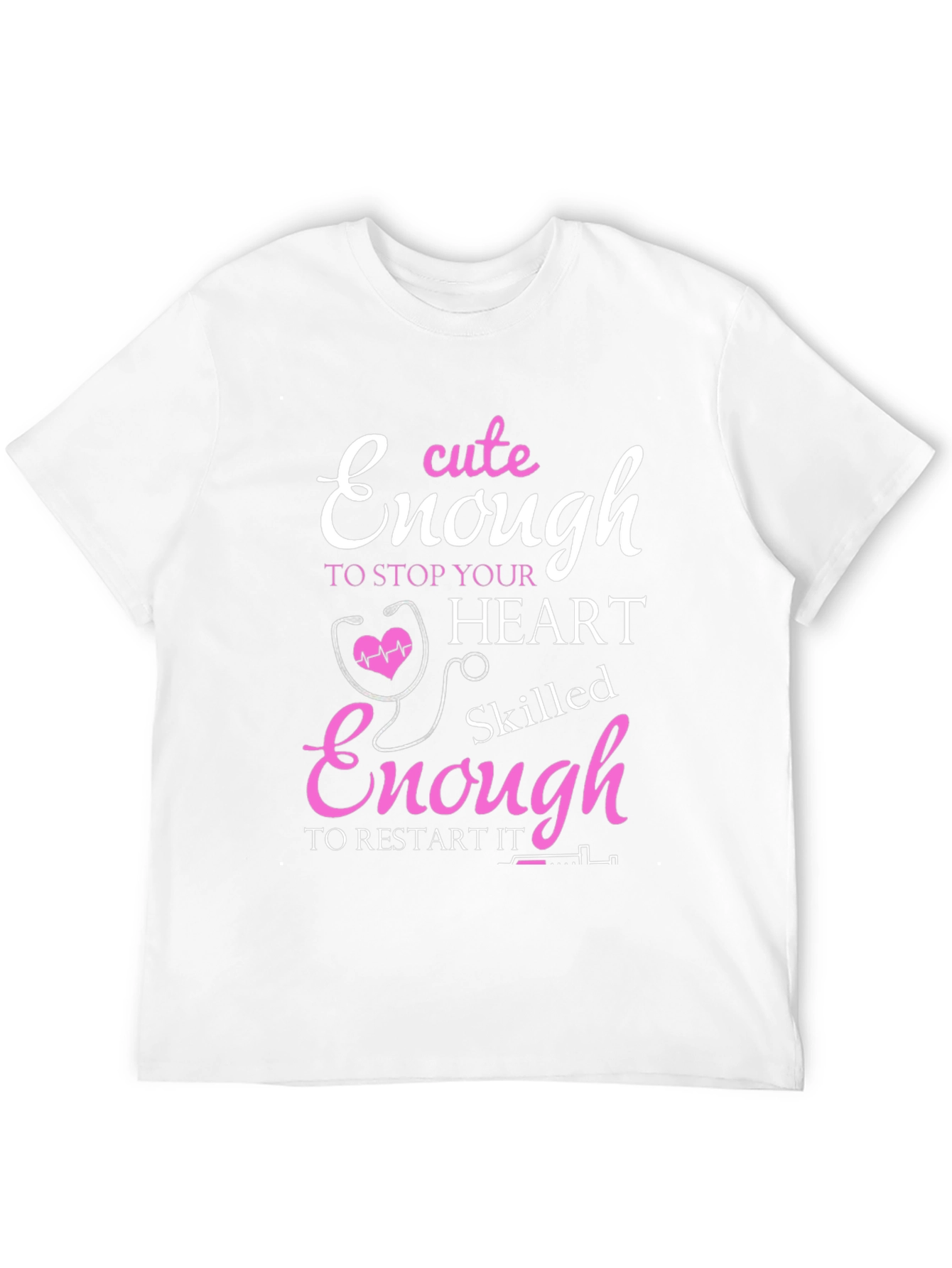 Black Cute Enough to Stop Hearts Nurse T-Shirt view 12