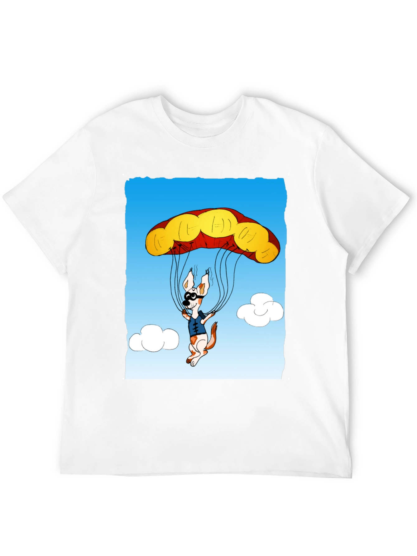 Black Parachuting Dog Graphic Tee - Black Cotton T-Shirt view 12