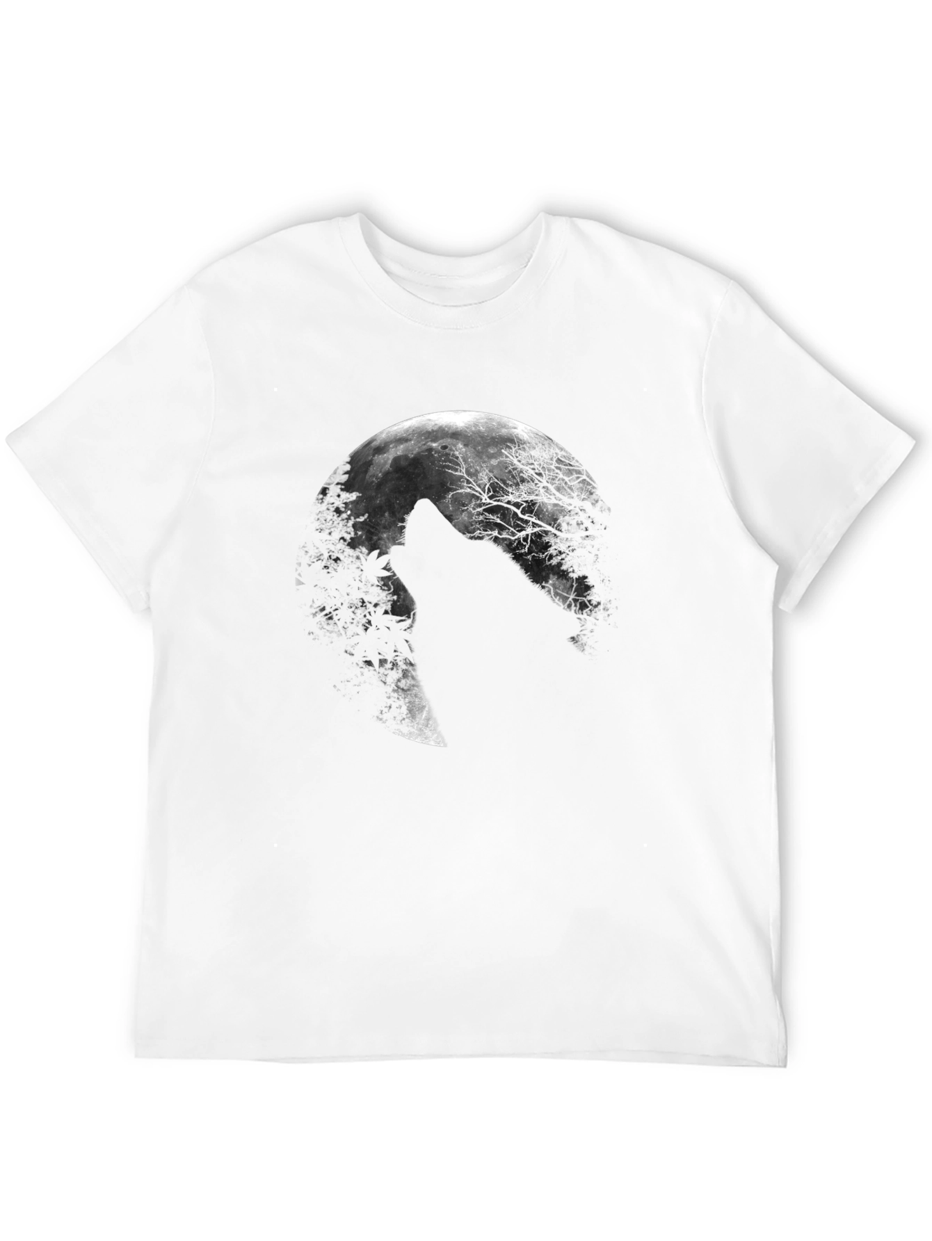 Black Wolf Moon Graphic T-Shirt - Black Cotton Tee view 12