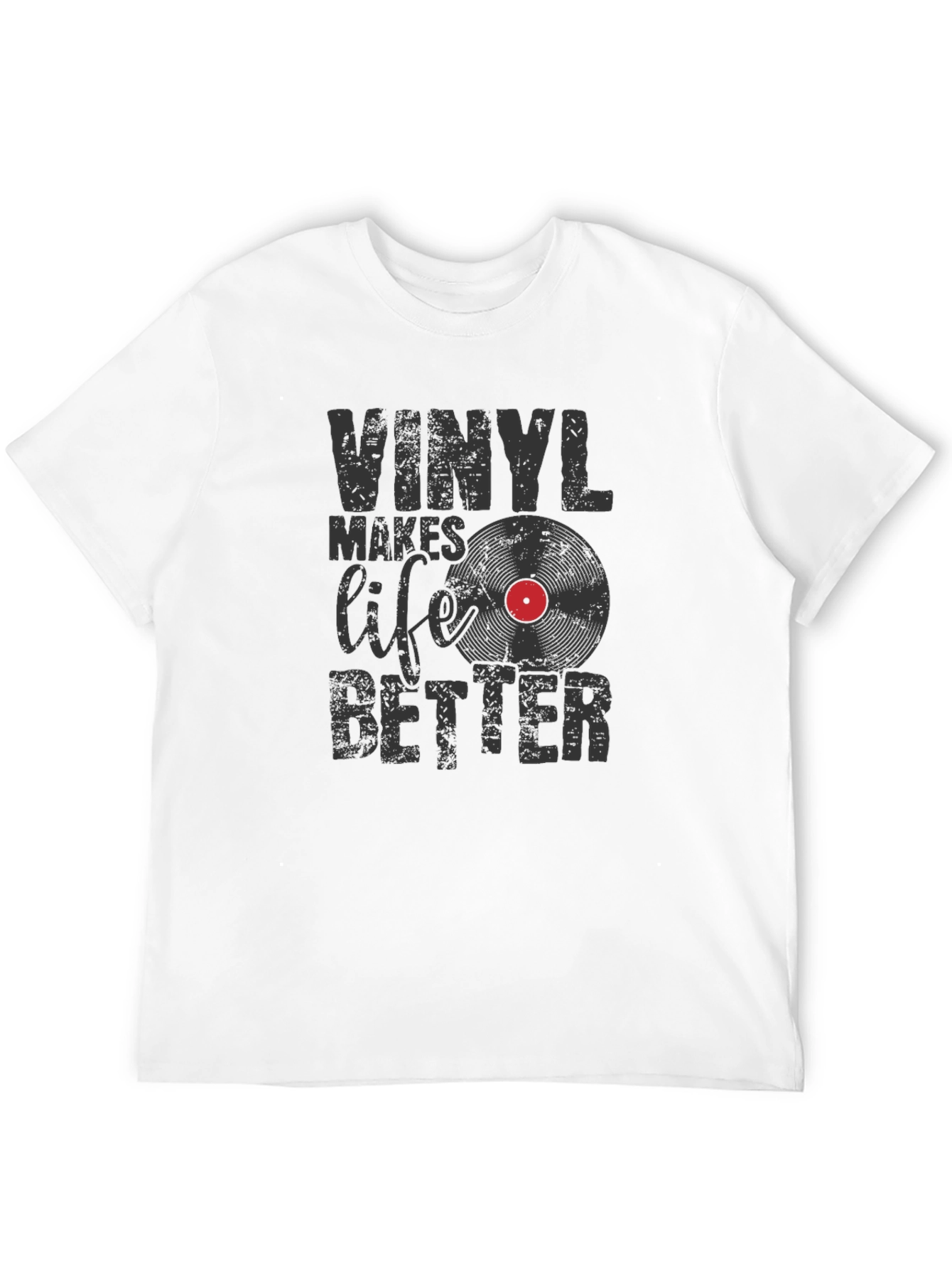 Black Vinyl Makes Life Better Graphic Tee view 12
