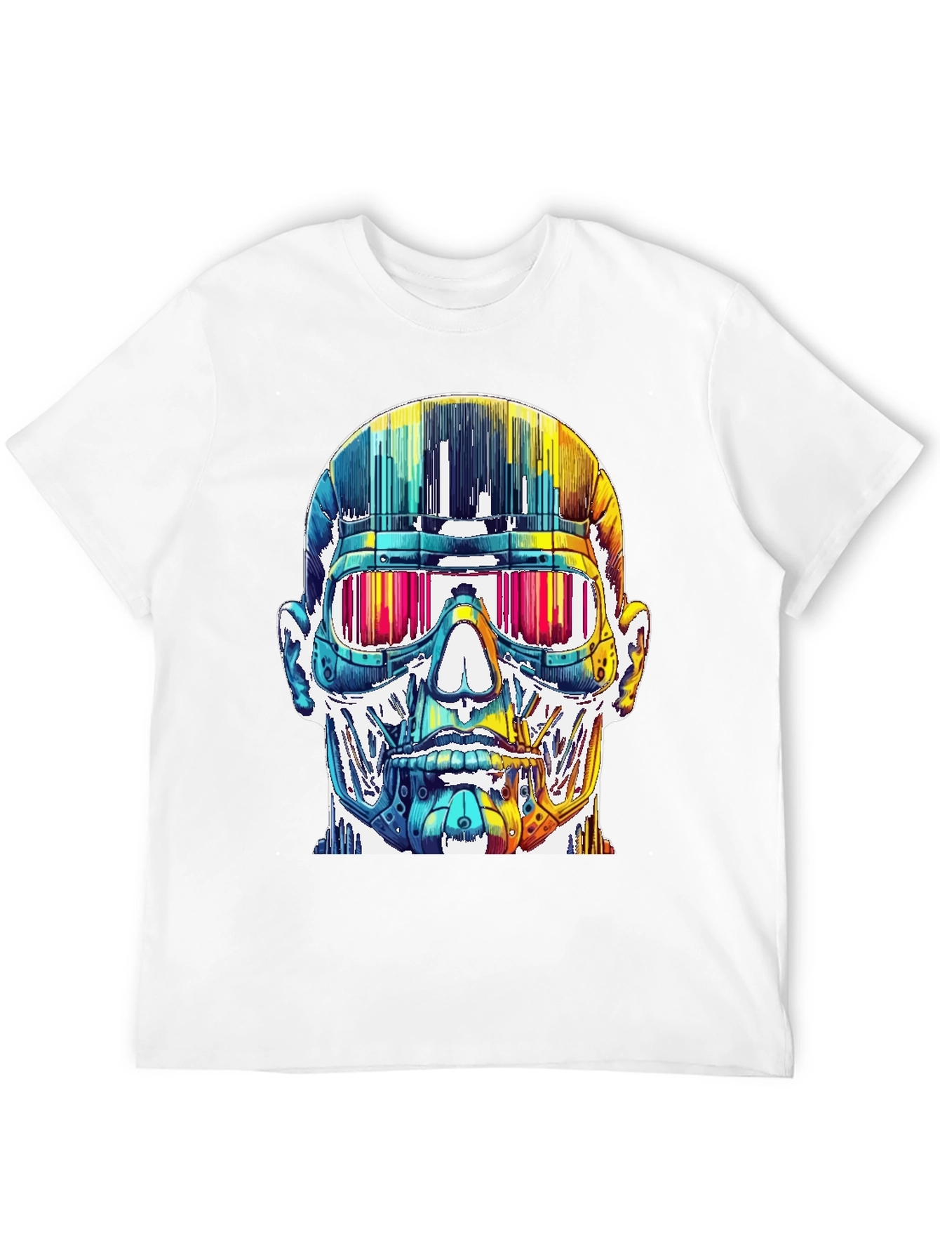 Black Cyberpunk Skull Graphic Tee view 12