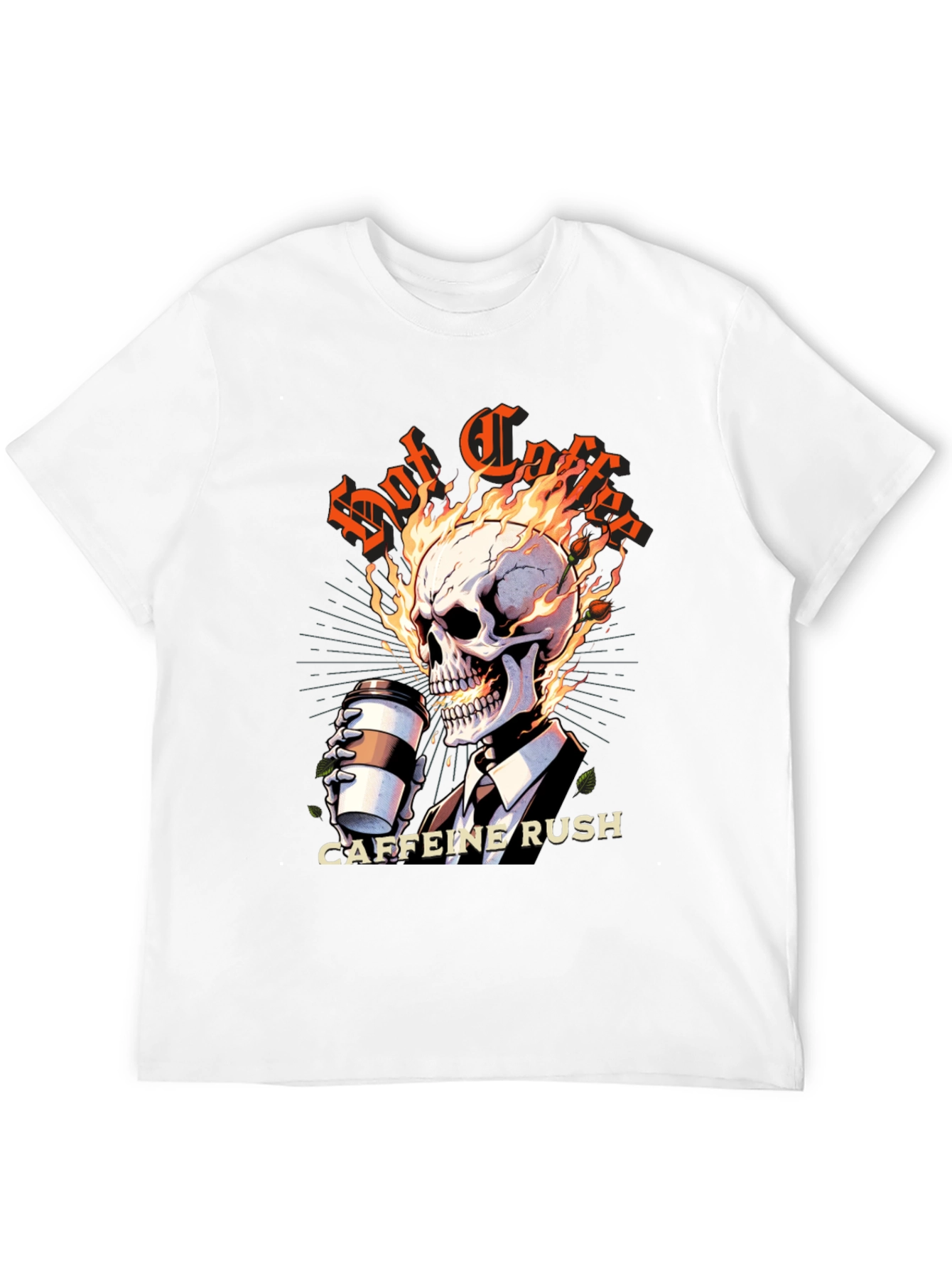 Black Hot Coffee Caffeine Rush Graphic T-Shirt view 12