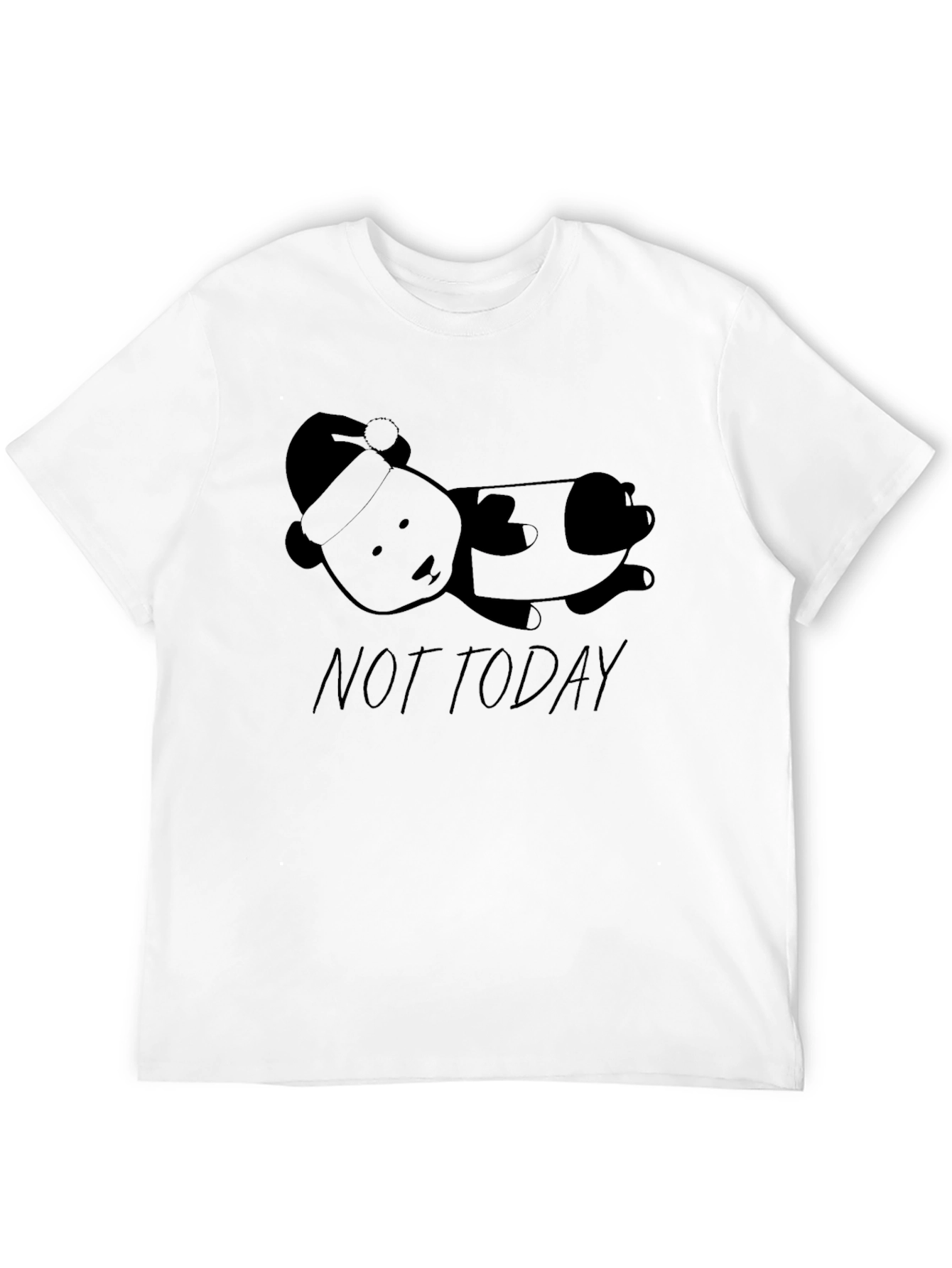 Black Not Today Panda T-Shirt: Funny Lazy Panda Graphic Tee view 12