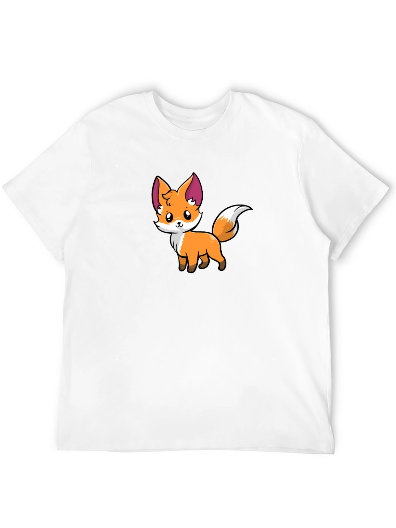 Black Cute Cartoon Fox Graphic Black T-Shirt view 12