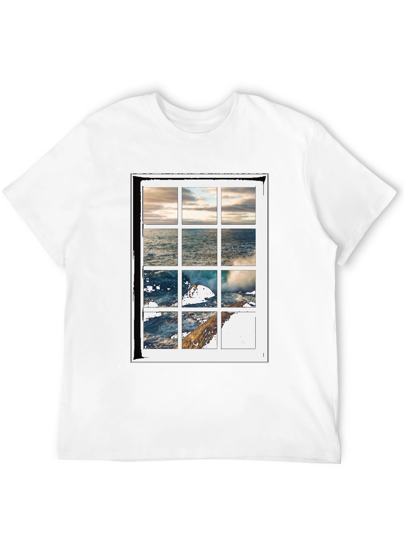 Black Ocean View Graphic Tee - Soft Cotton Blend view 12