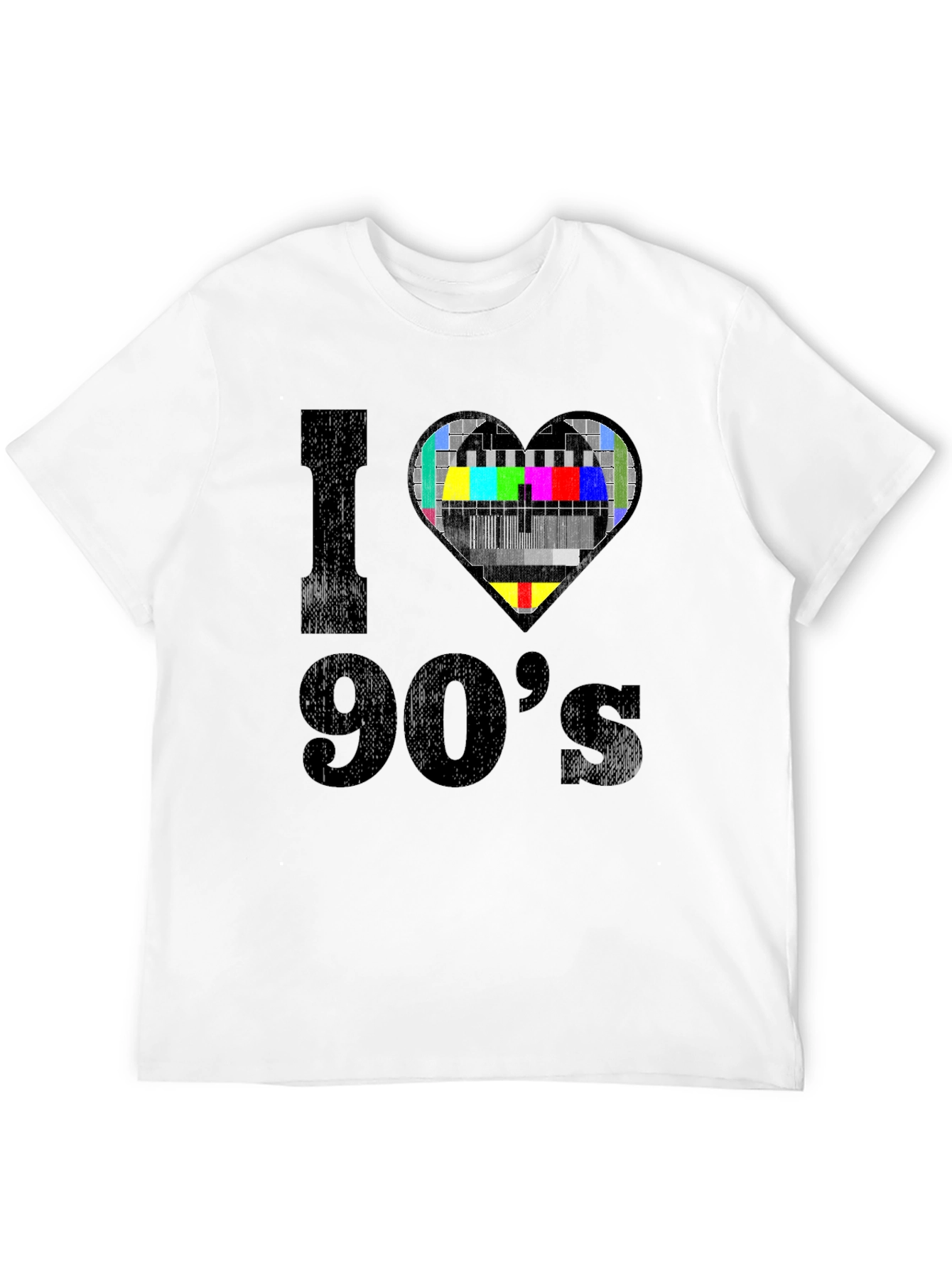 Black I Love 90's T-Shirt - Nostalgic TV Heart Design view 12