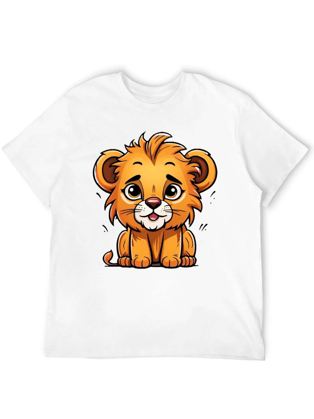 Black Cute Lion Cartoon T-Shirt - Soft Cotton Tee view 12