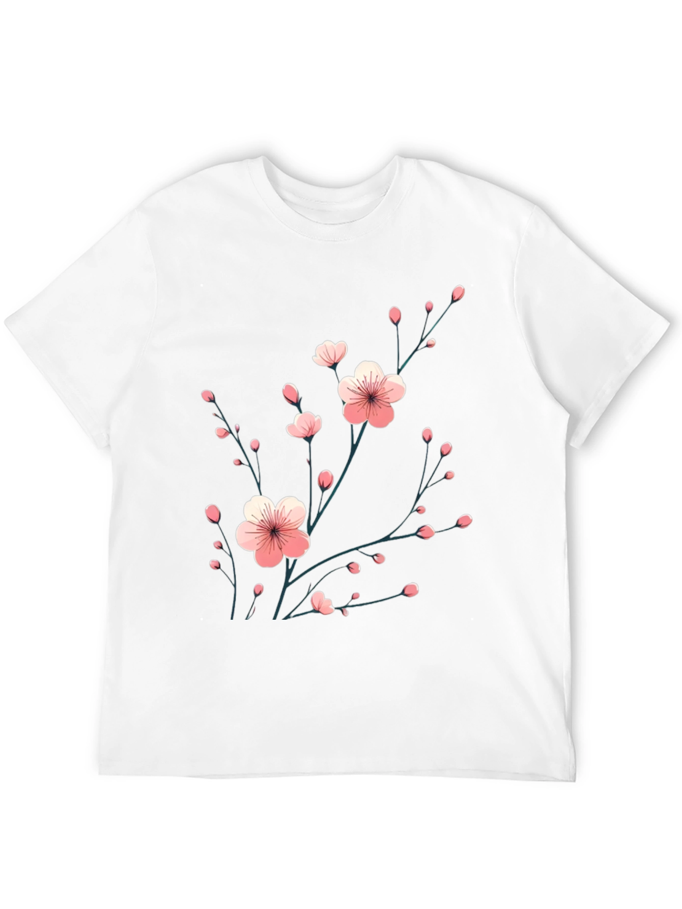 Black Black T-Shirt with Floral Cherry Blossom Design view 12