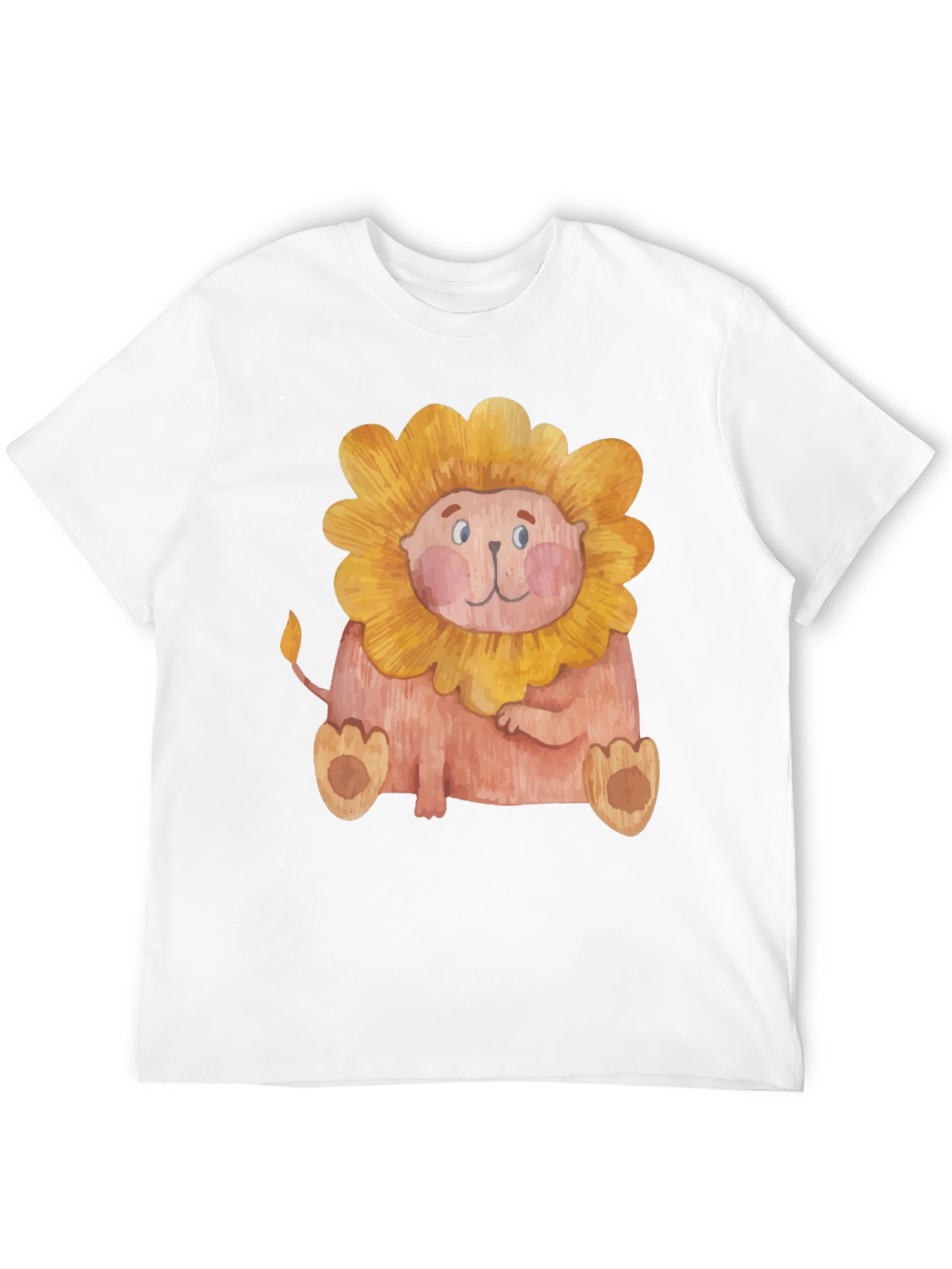 Black Cute Lion Graphic Print Men's Black T-Shirt view 12