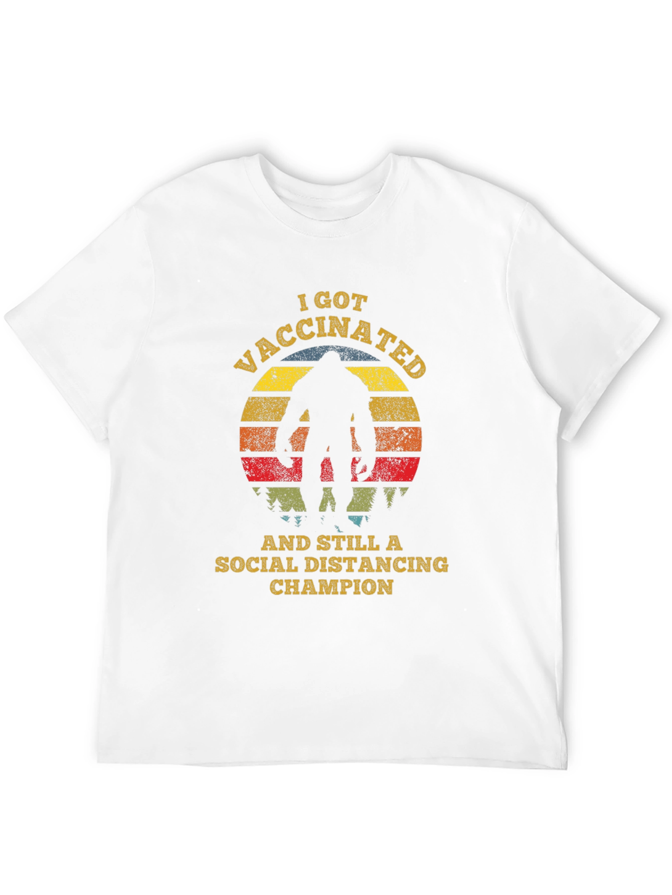 Black Vaccinated Social Distancing Champion Bigfoot T-Shirt view 12