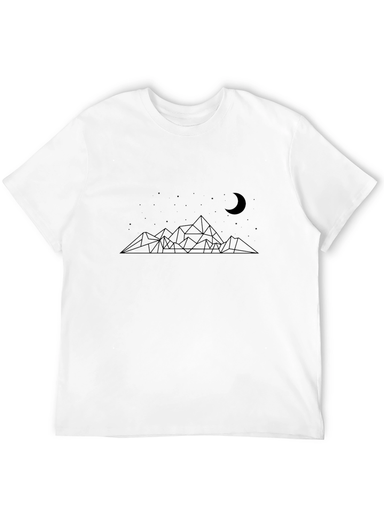 Black Geometric Mountain Scene Black T-Shirt view 12