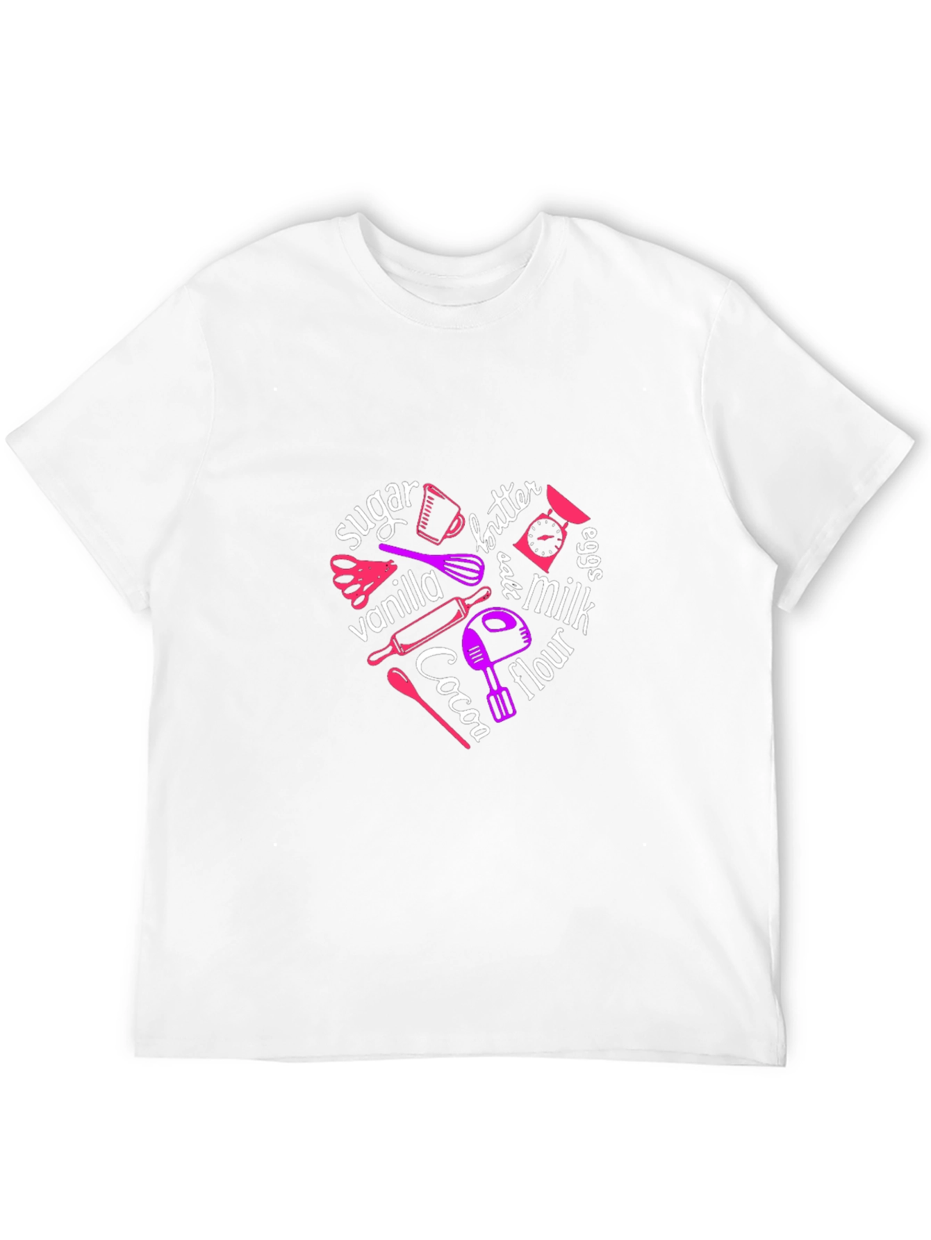 Black Baking Ingredients Heart T-Shirt view 12