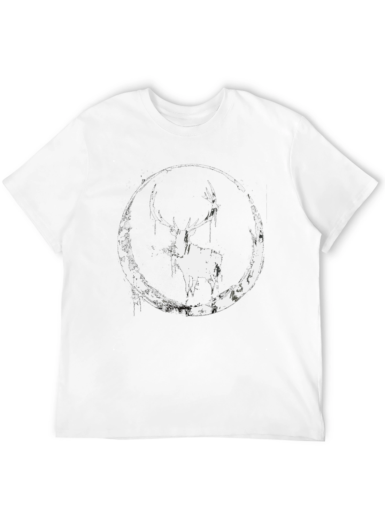 Black Deer Circle Graphic Black T-Shirt view 12