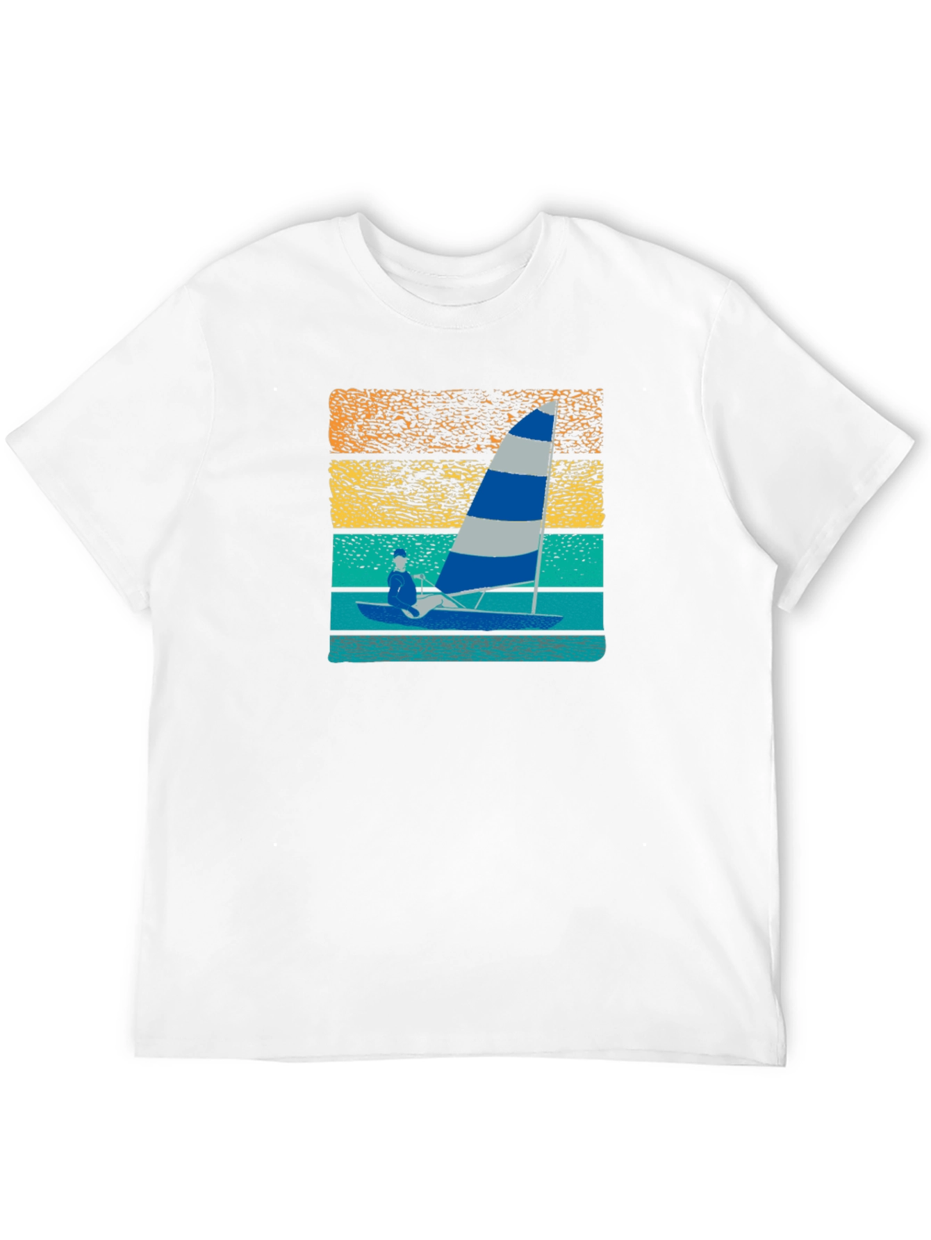 Black Sailing T-Shirt with Retro Sunset Design view 12