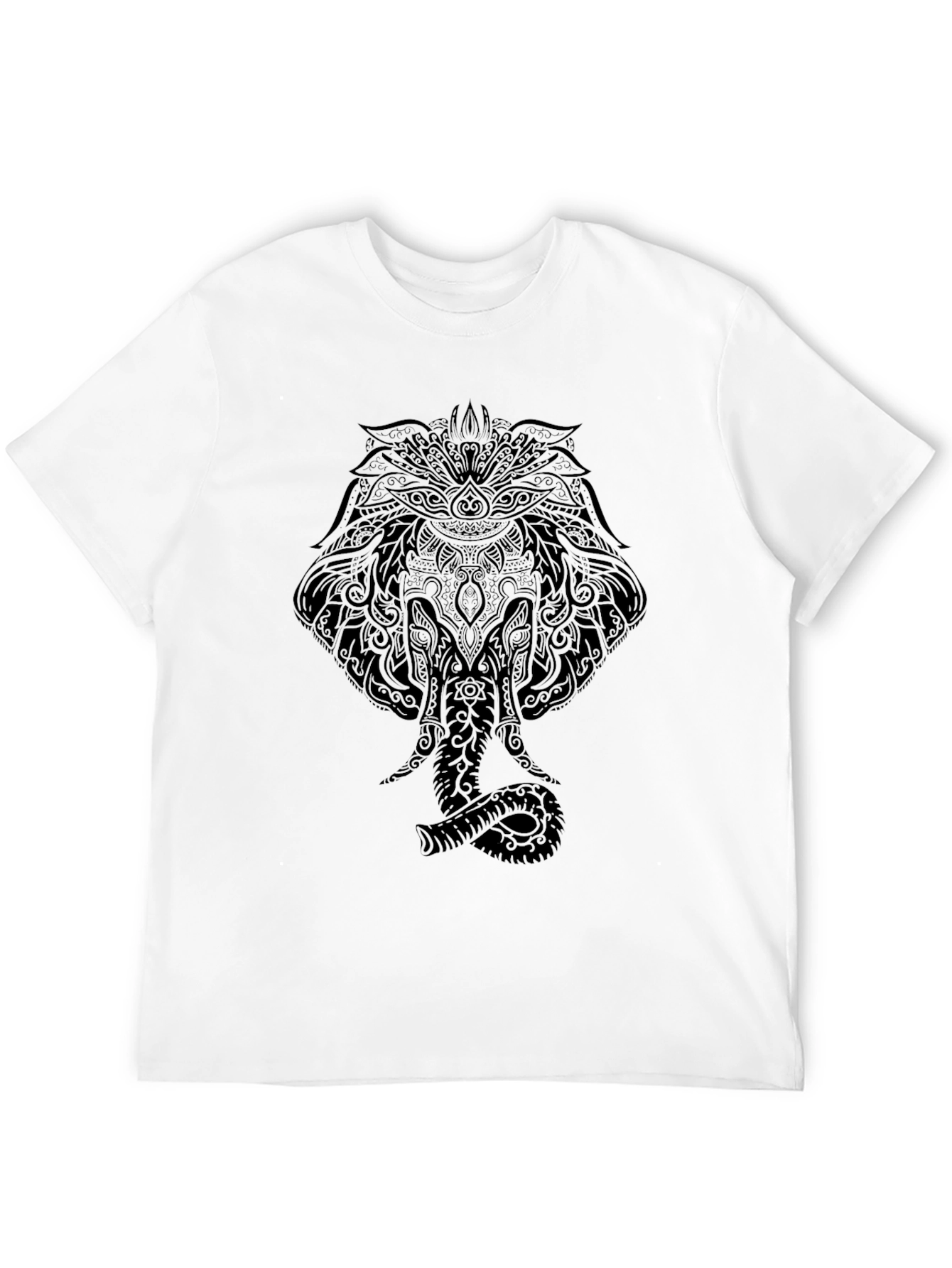 Black Mens Black Elephant Mandala Graphic Tee view 12