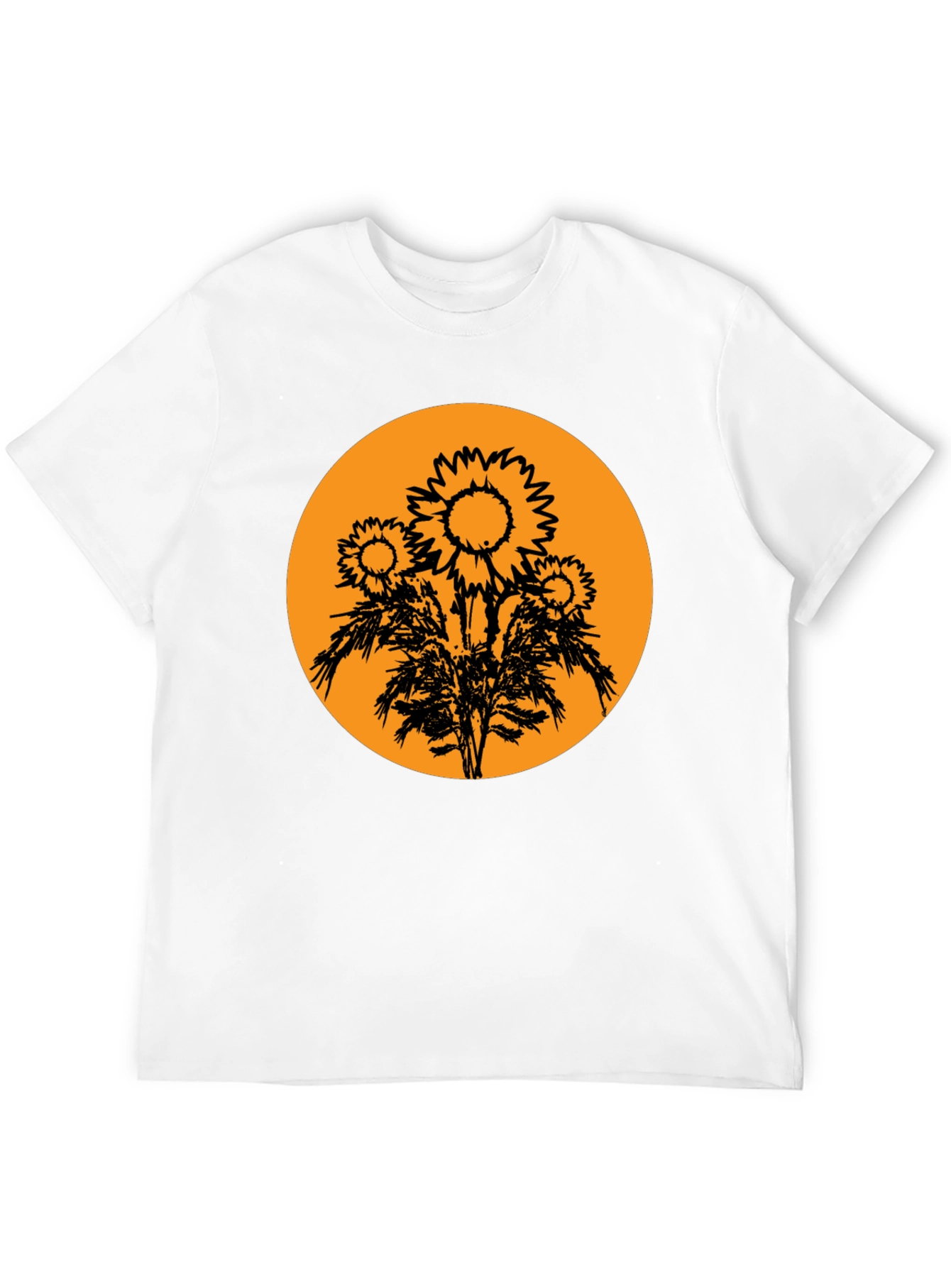 Black Sunflower Graphic Tee - Black Cotton T-Shirt view 12