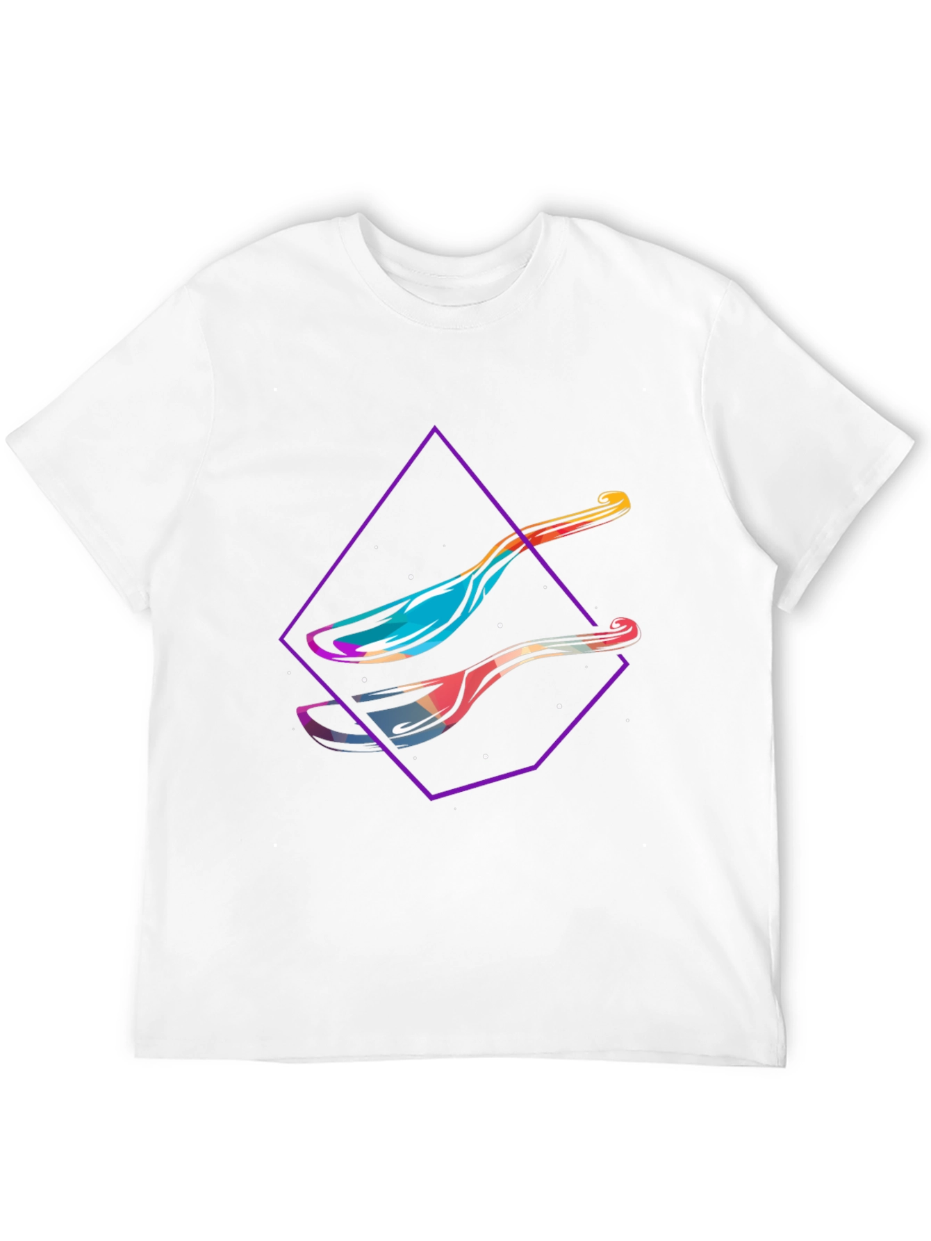 Black Modern Spoon Graphic Tee - Abstract Design Shirt view 12