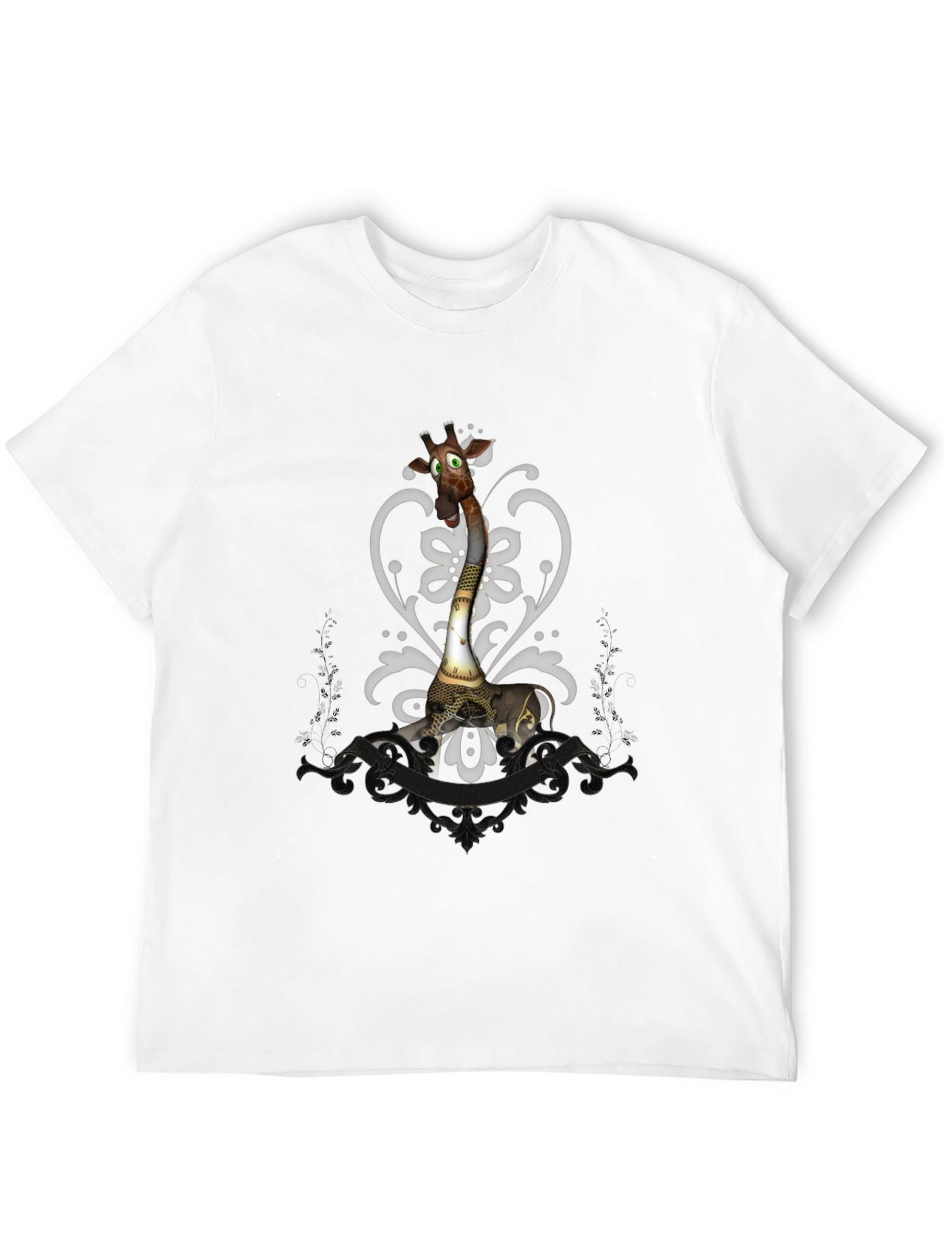 Black Steampunk Giraffe Graphic Tee - Unique Animal T-Shirt view 12