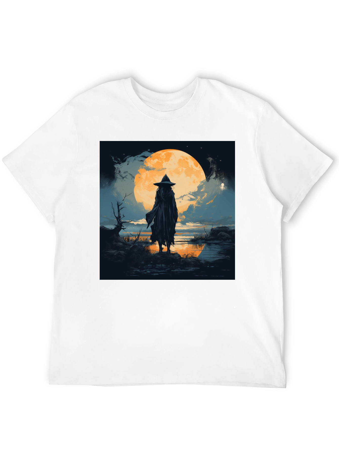 Witch at Moonlight Graphic Tee - Men's Black T-Shirt - 12