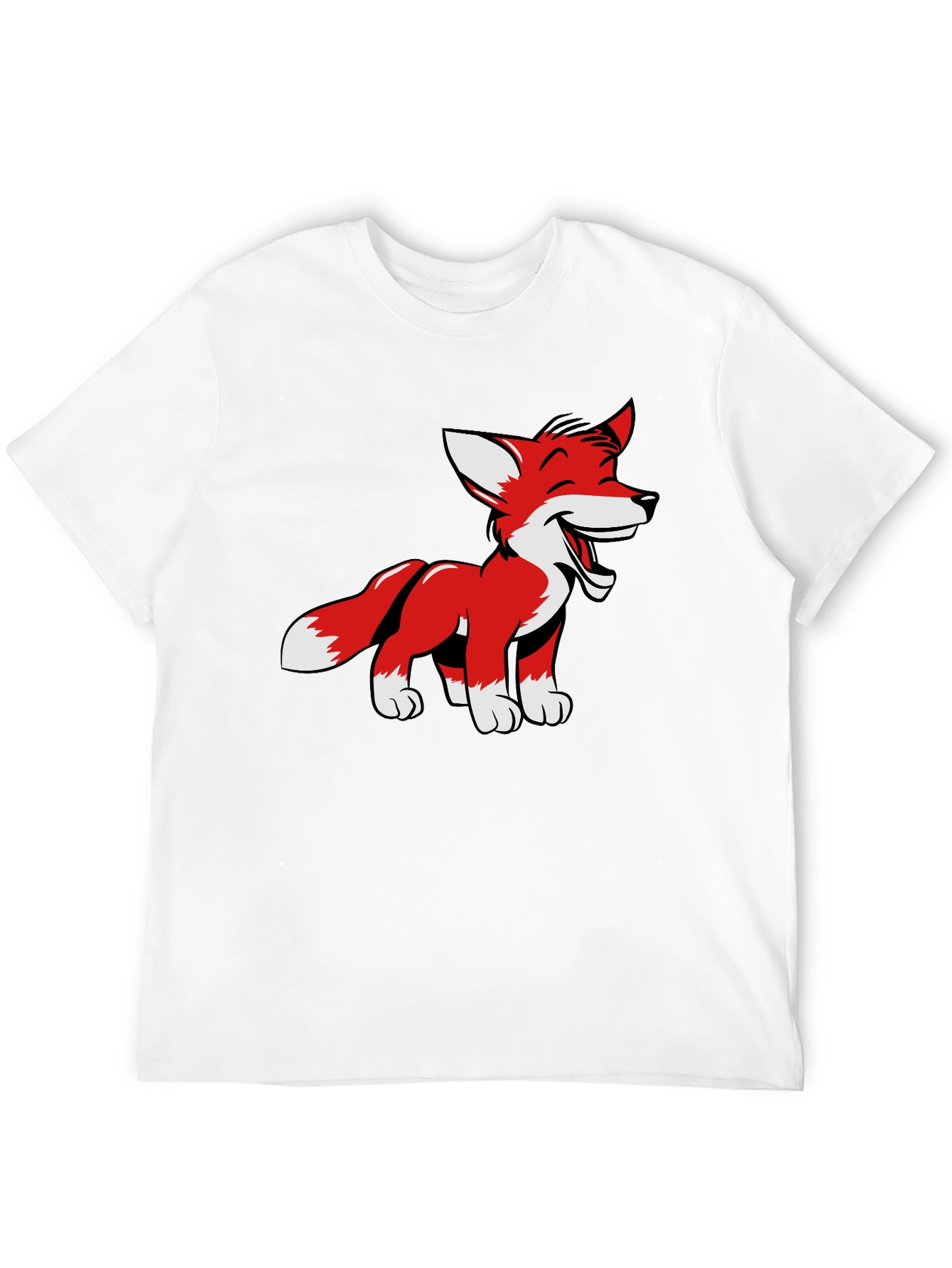 Black Cartoon Fox Graphic Tee - Black Cotton Blend view 12
