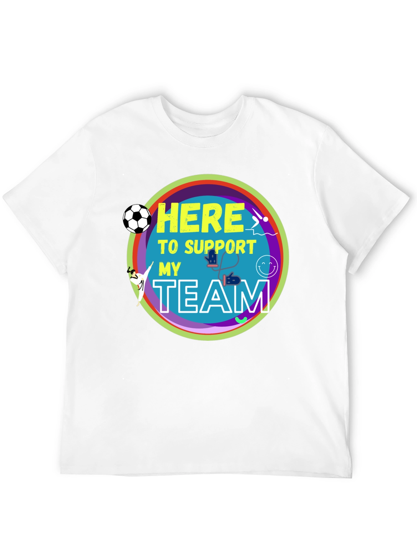 Black Here to Support My Team Graphic T-Shirt view 12