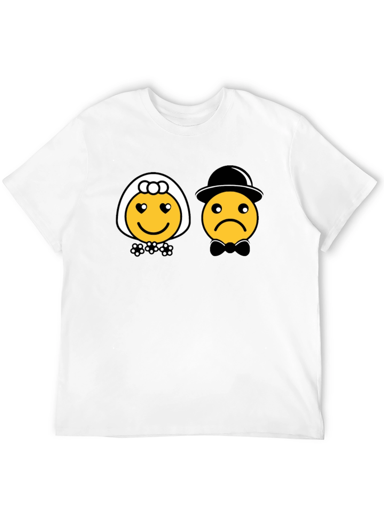 Black Bride & Groom Emoji Black T-Shirt - Funny Wedding Tee view 12
