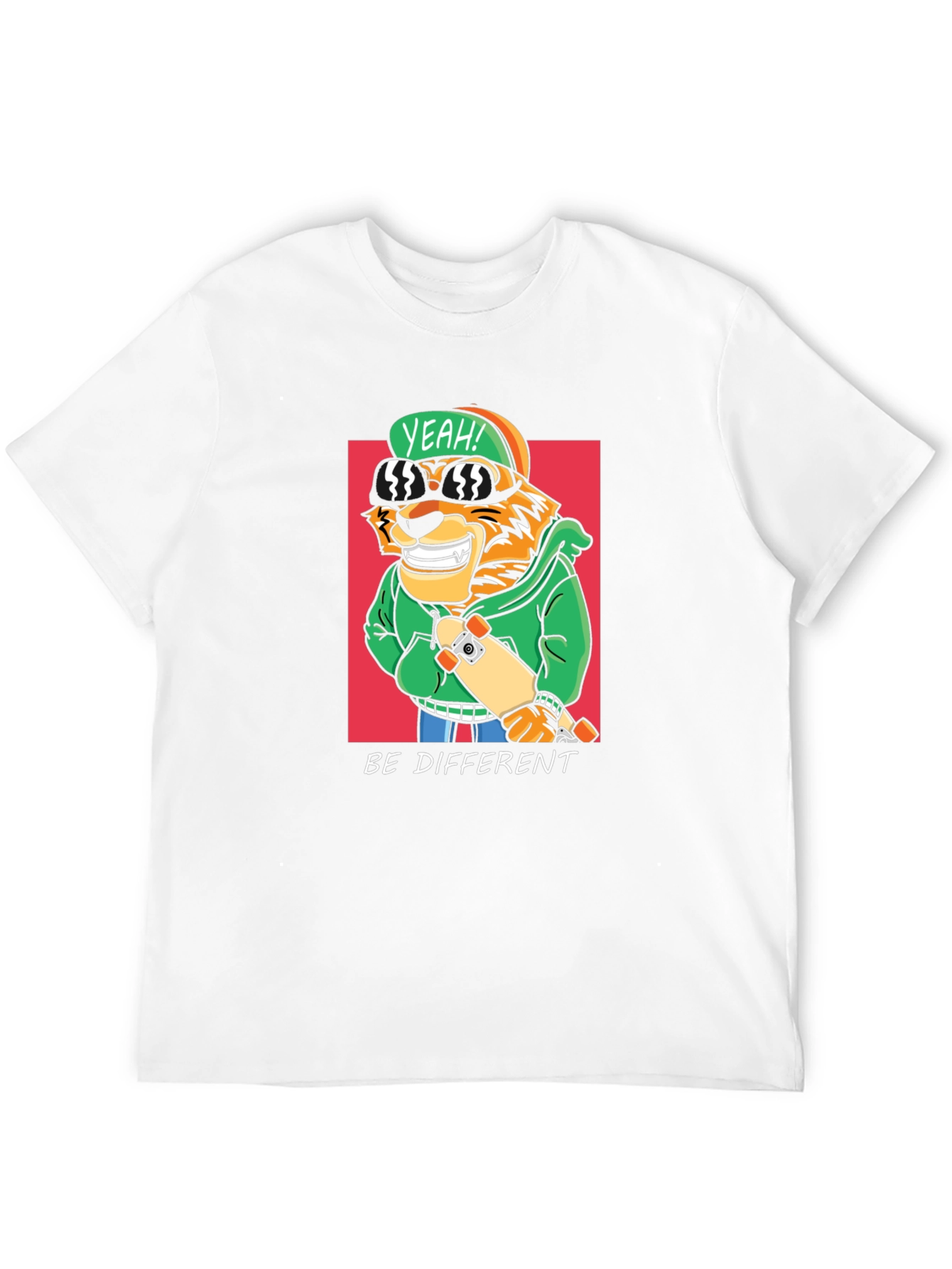 Black Cool Tiger Skateboarder Graphic Tee view 12